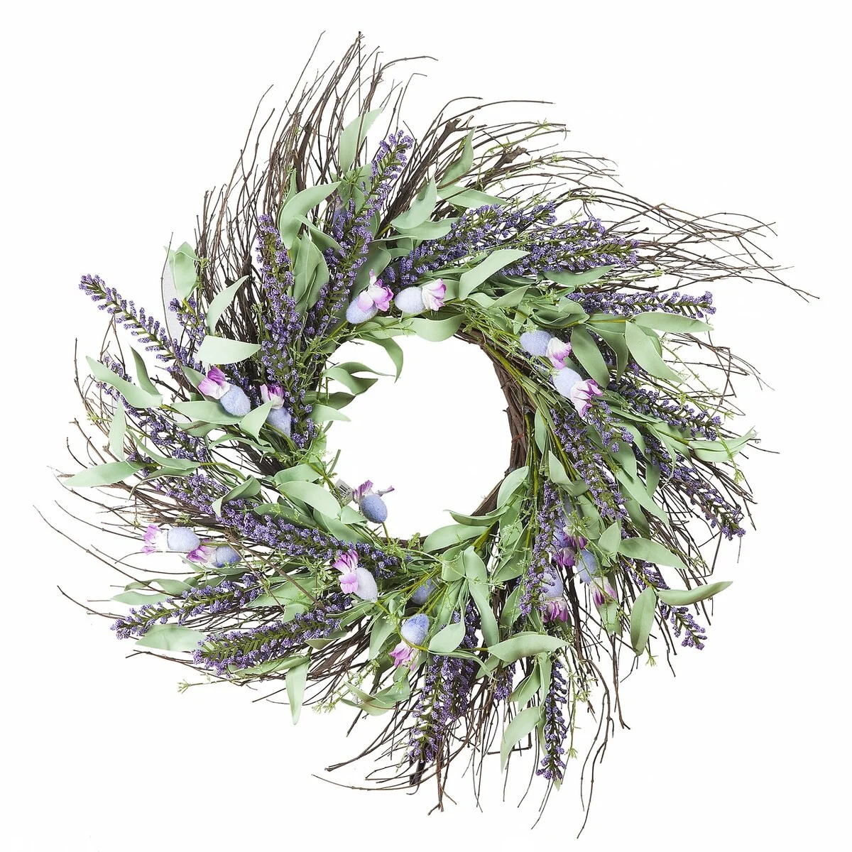 Enova Home Purple Mixed Spring Artificial Flower Wreath