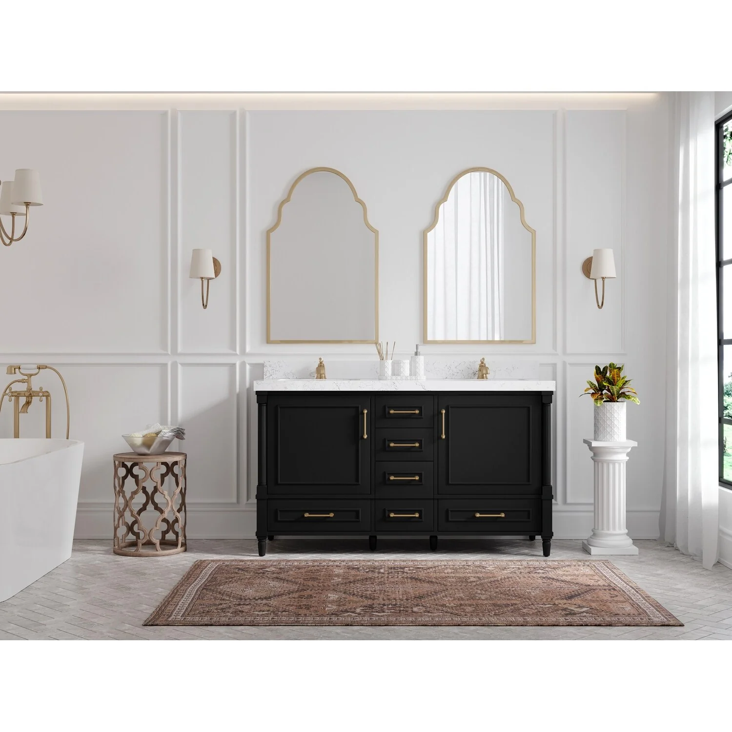 Willow Collections 60 in. W x 22 in. D Aberdeen Double Sink Bathroom Vanity with Countertop