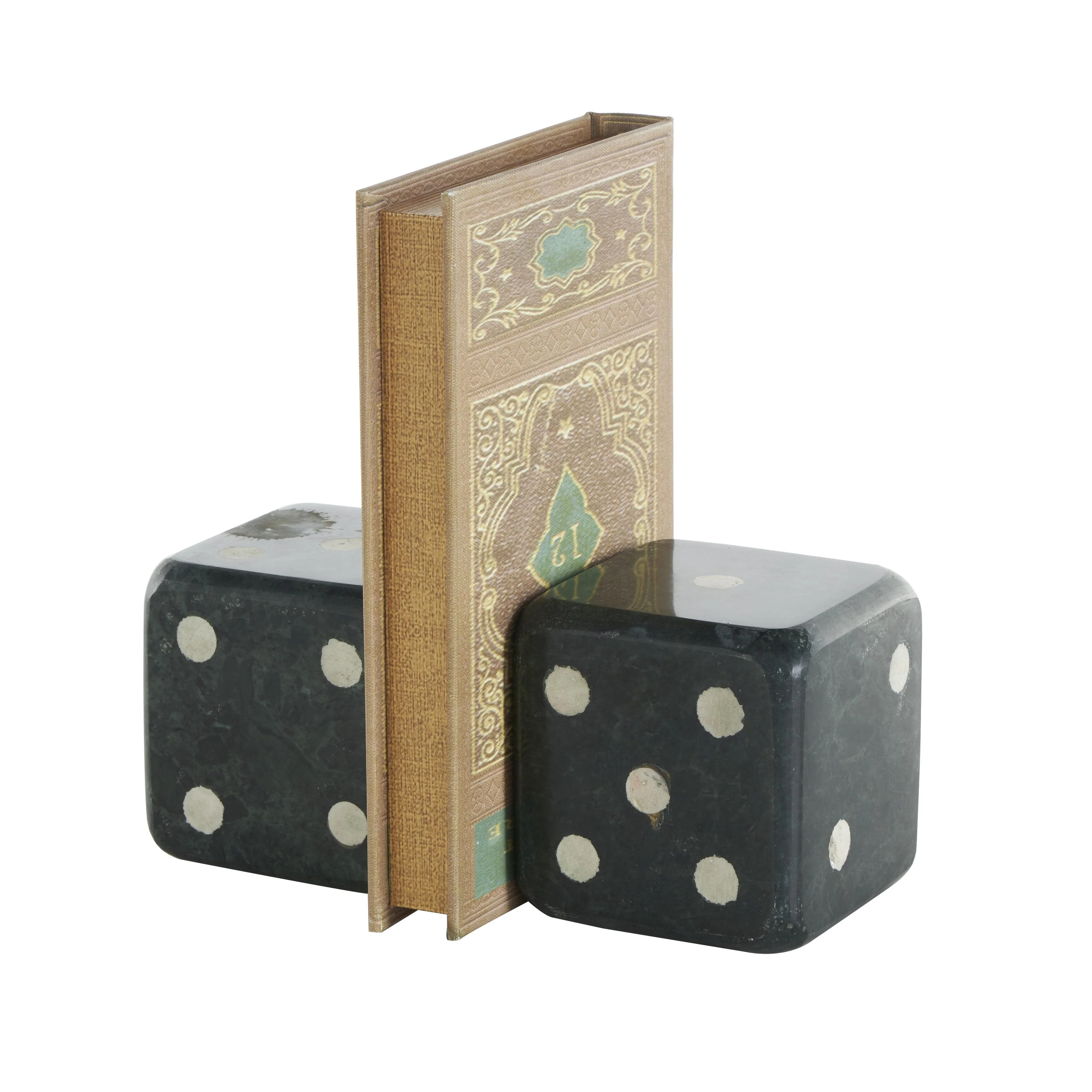 Marble Dice Decorative Bookends - Set of 2 Black, White or Green - Roche River Decor