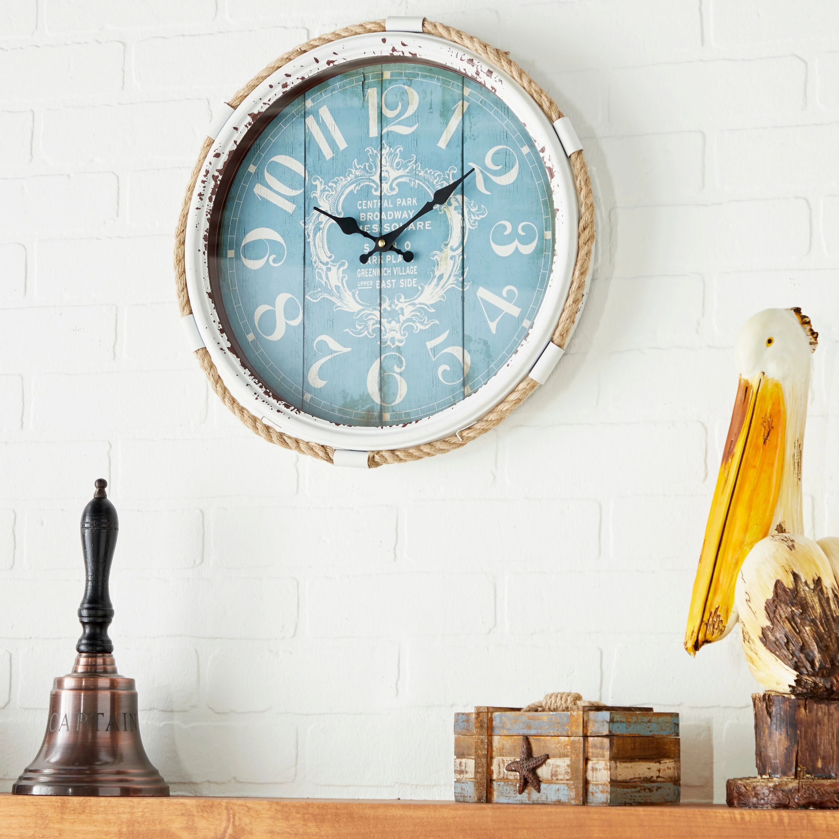 Blue Iron Coastal Wall Clock Nautical 17 x 17 x 2
