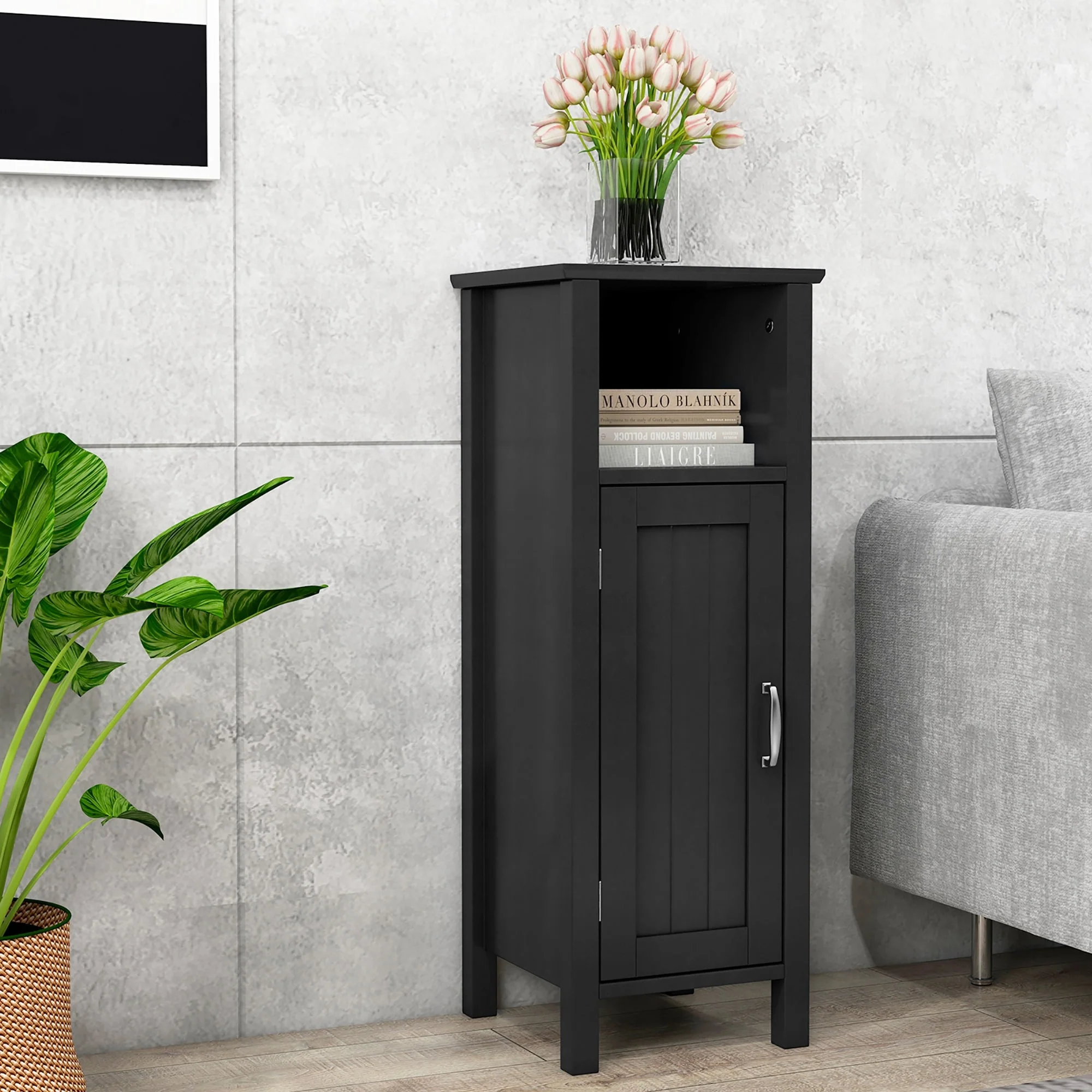 Gymax Bathroom Storage Organizer Narrow Floor Cabinet w/ 2-Tier