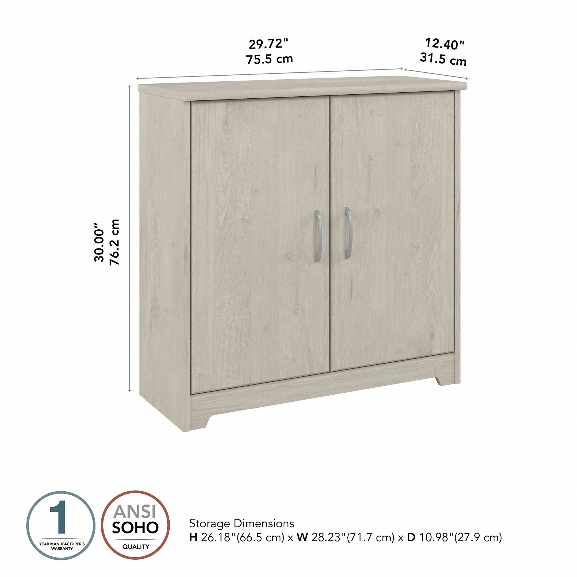 Cabot Small Bathroom Storage Cabinet with Doors by Bush Furniture