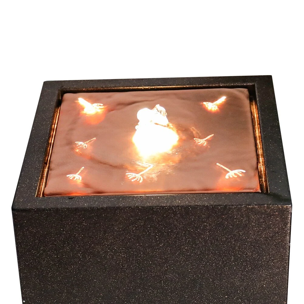 23.6in Indoor Water Fountain w/LED Lights Waterfall Feature for Home