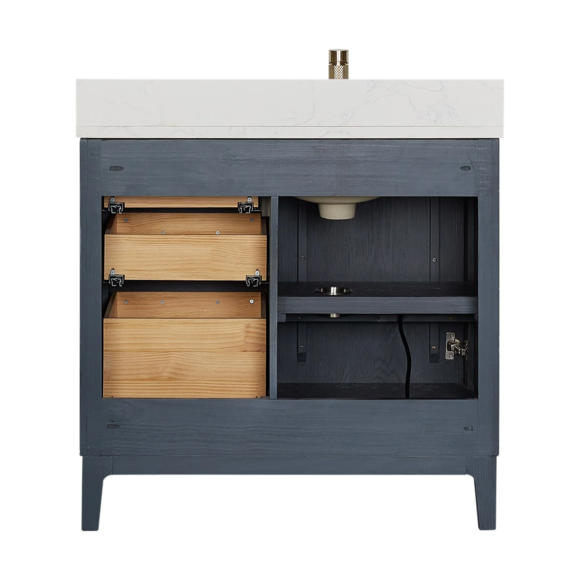 Gara Single Bath Vanity with Composite Stone Top and Mirror