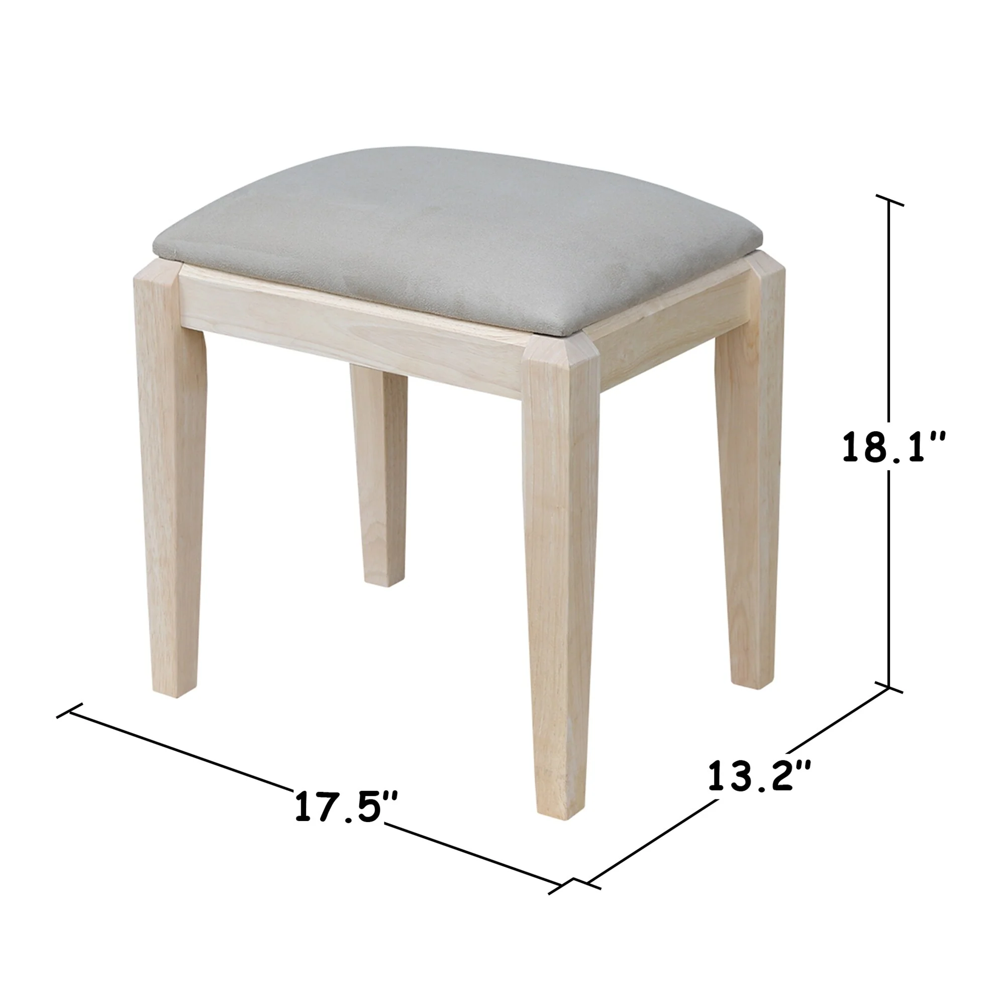 Solid Wood Upholstered Vanity Bench - N/A