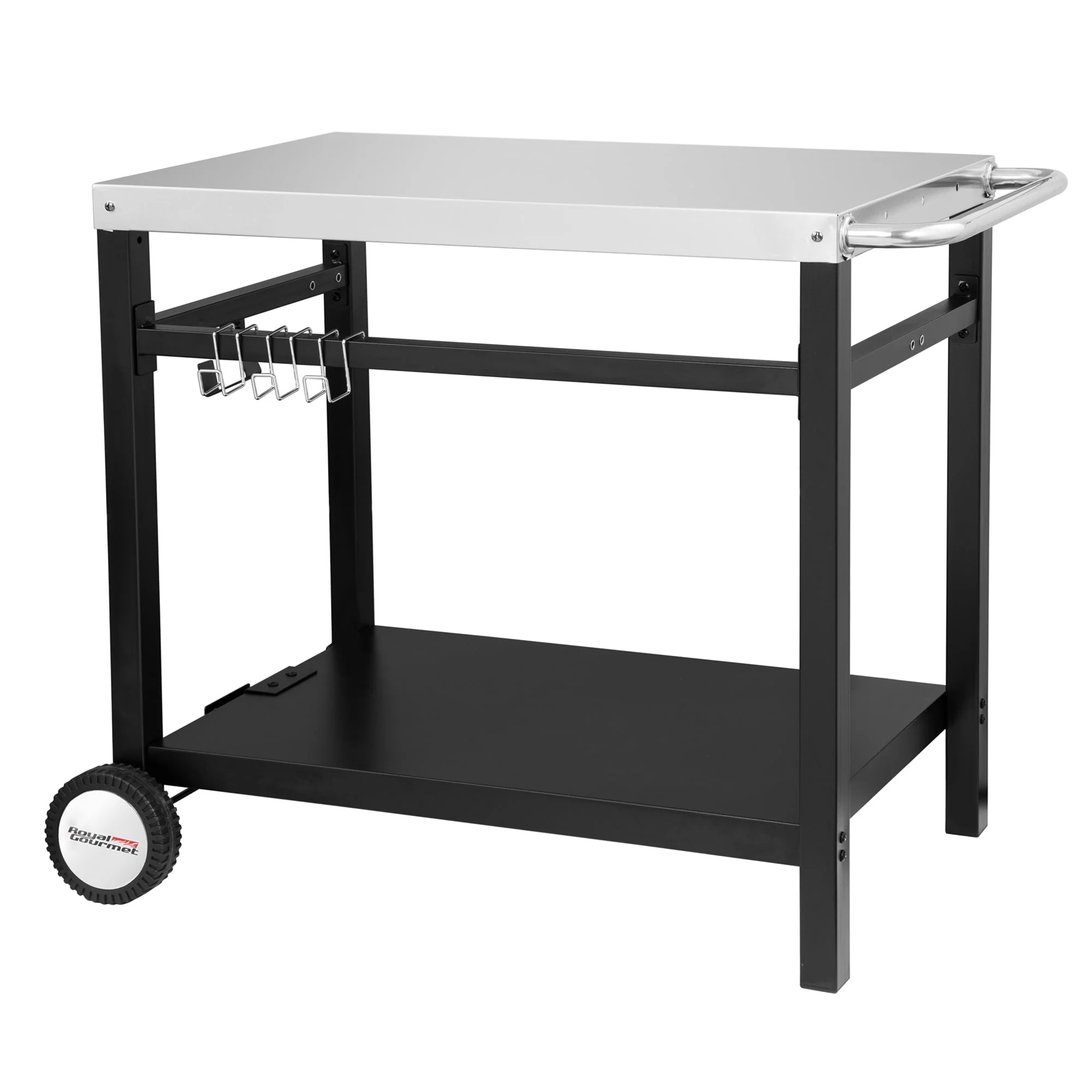 Royal Gourmet Double Shelf Movable Dining Cart Work Table with Handle - N/A