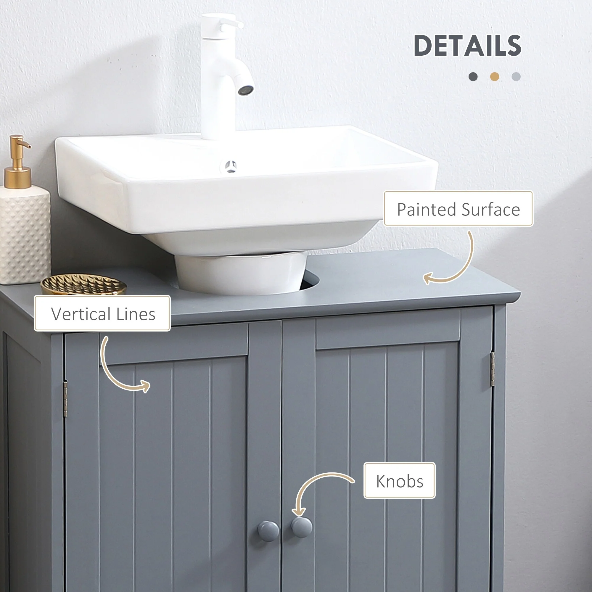 HOMCOM Under Sink Bathroom Cabinet with 2 Doors and Shelf, Pedestal Sink Bathroom Vanity Cabinet