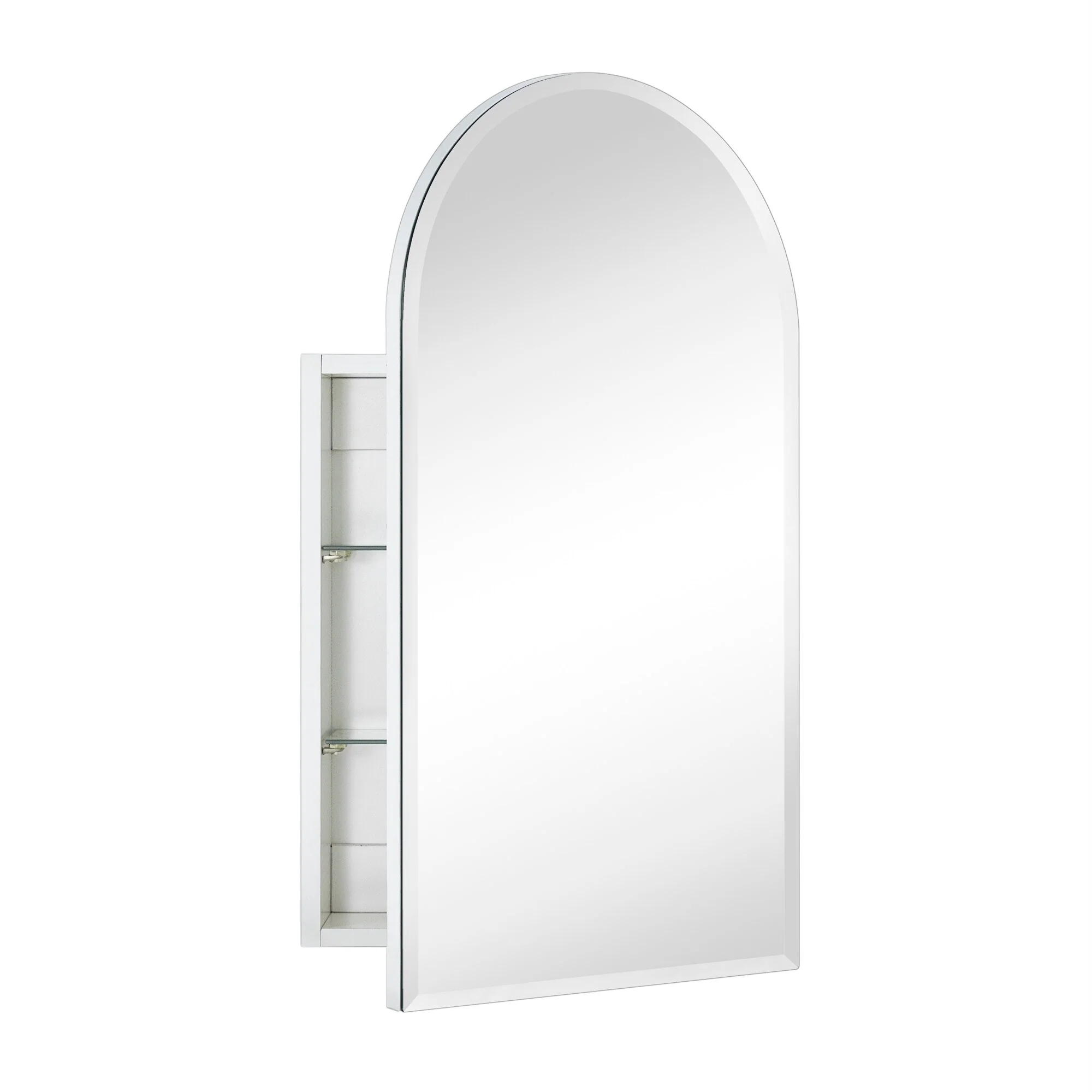 TEHOME Surface and Recessed Mount Frameless Arched Bathroom Medicine Cabinet with Mirror