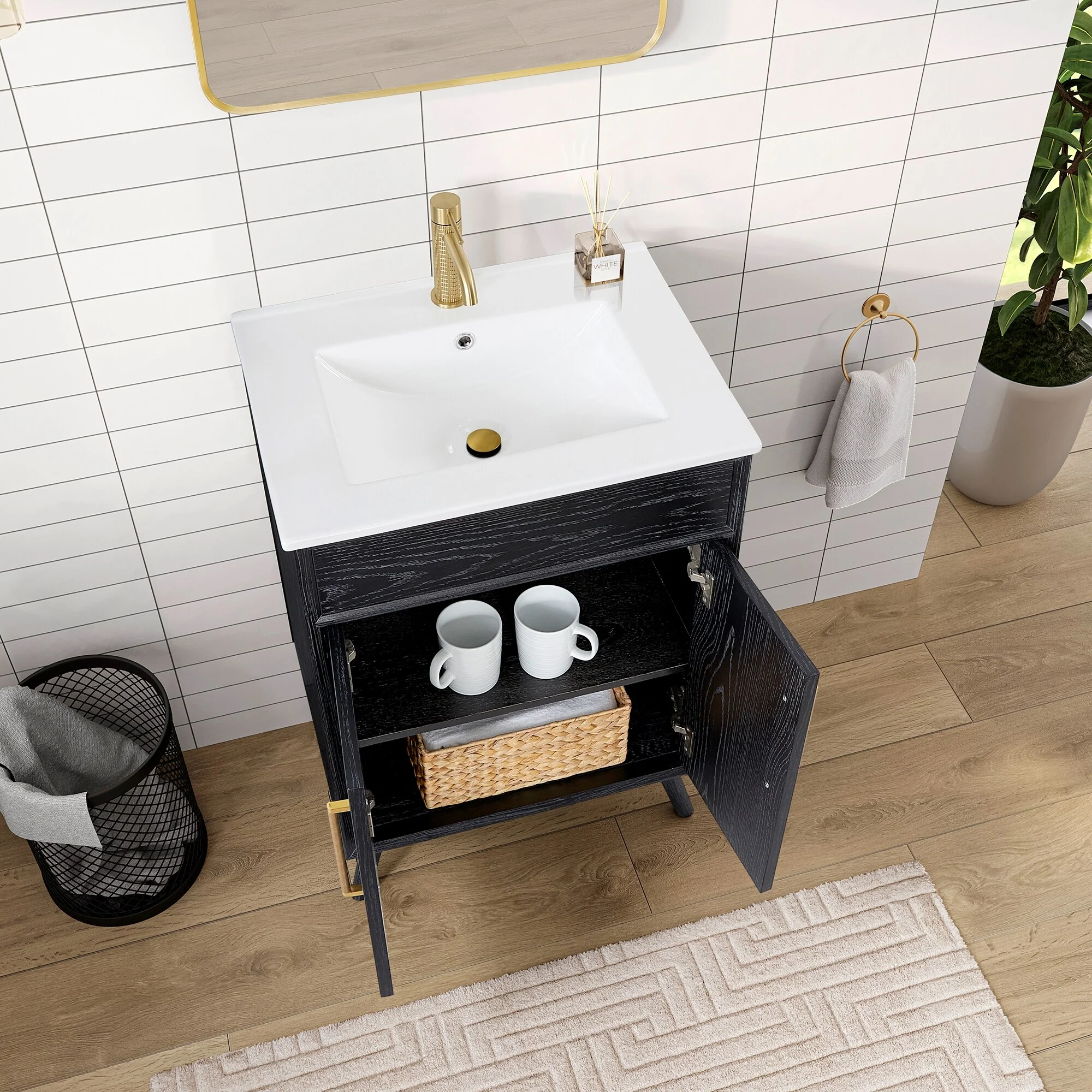 Delhi Bath Vanity with White Ceramic Basin Top without Mirror