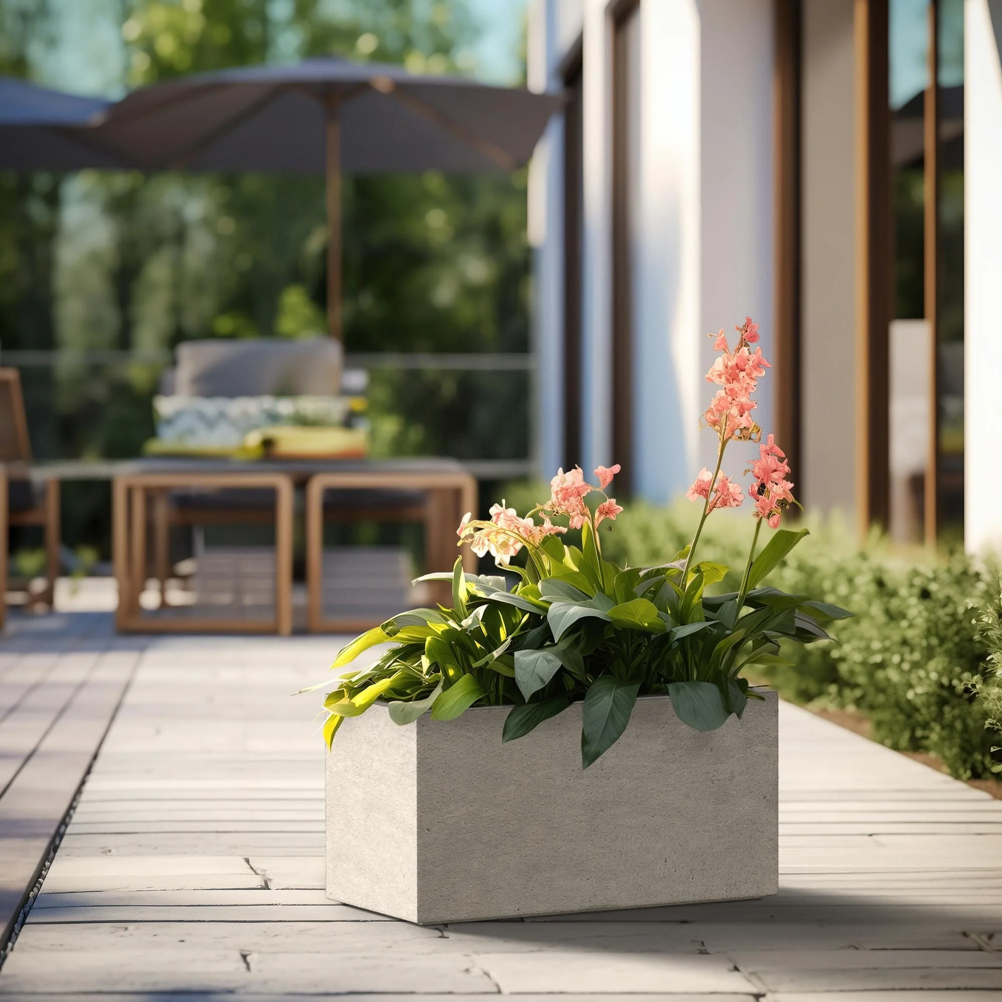 Tall Concrete Rectangle Plant Boxes / Large Indoor and Outdoor Flower Planters