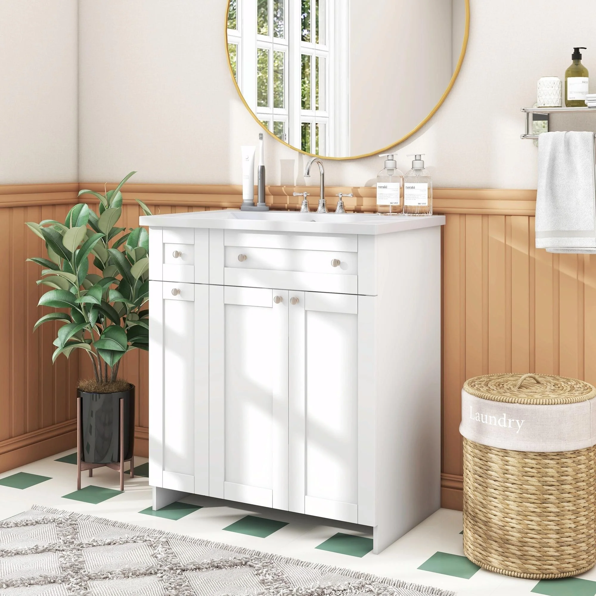 30-Inch Bathroom Vanity with Ceramic Sink Combo