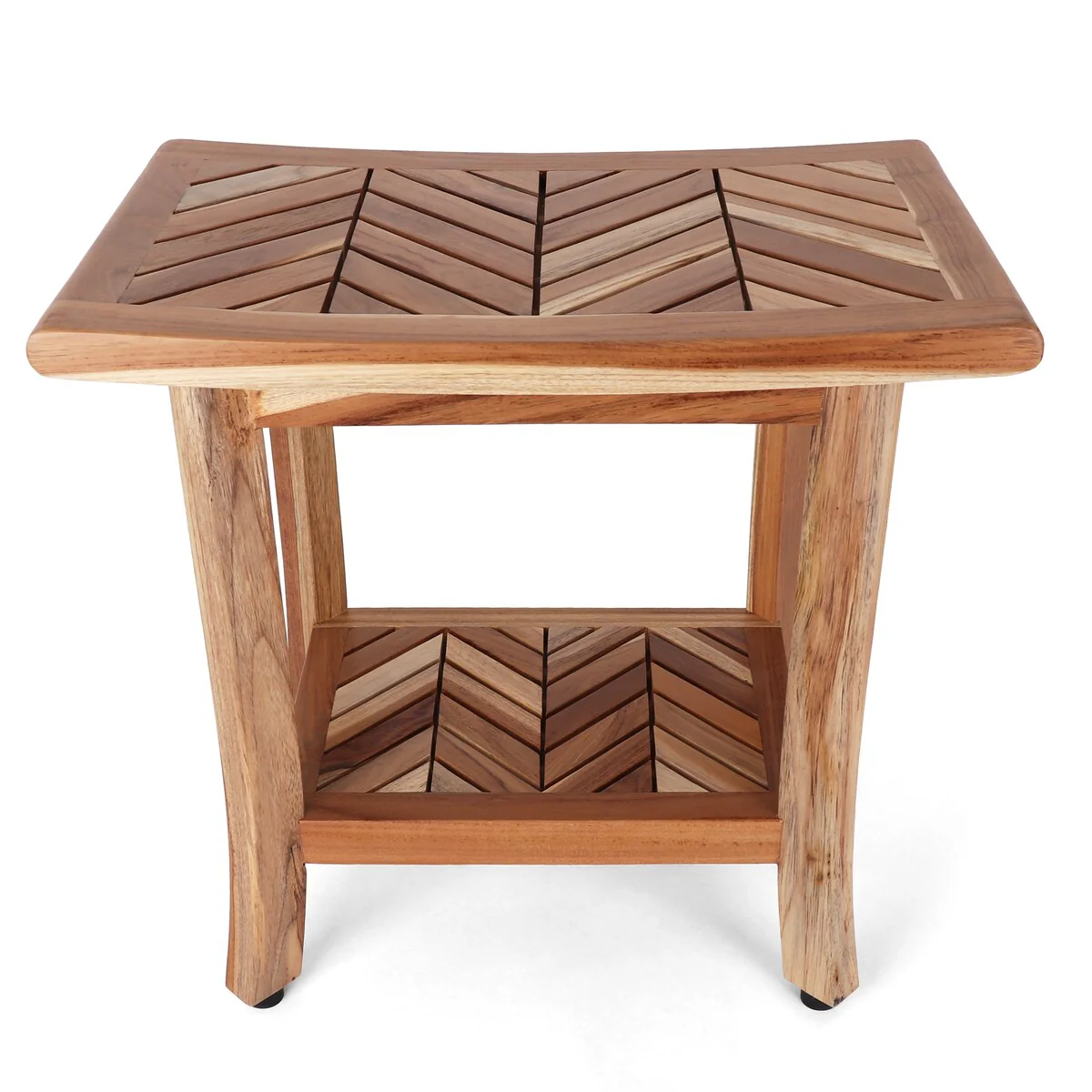 Chevron Teak Shower Stool - N/A