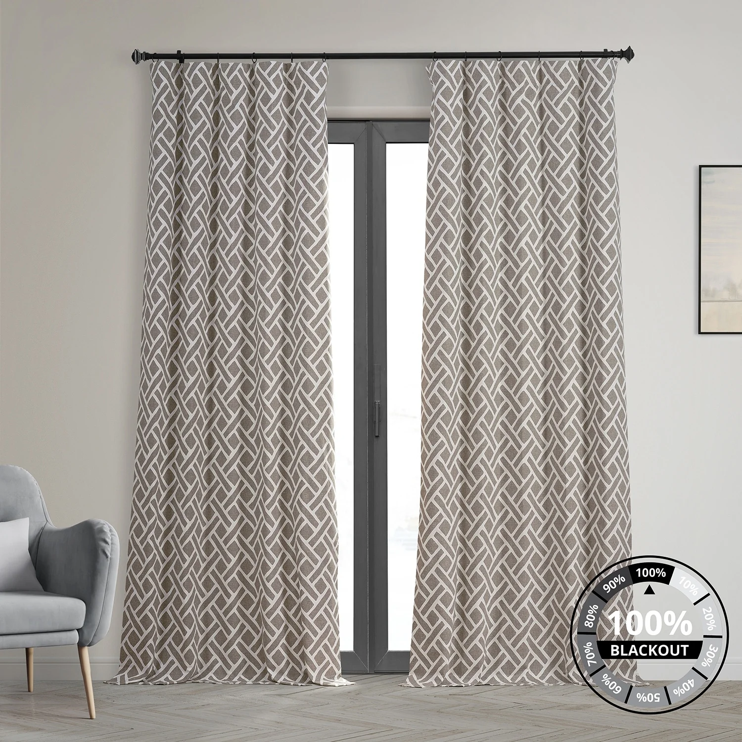Exclusive Fabrics Martinique Printed Cotton Hotel Blackout Curtain (1 Panel)