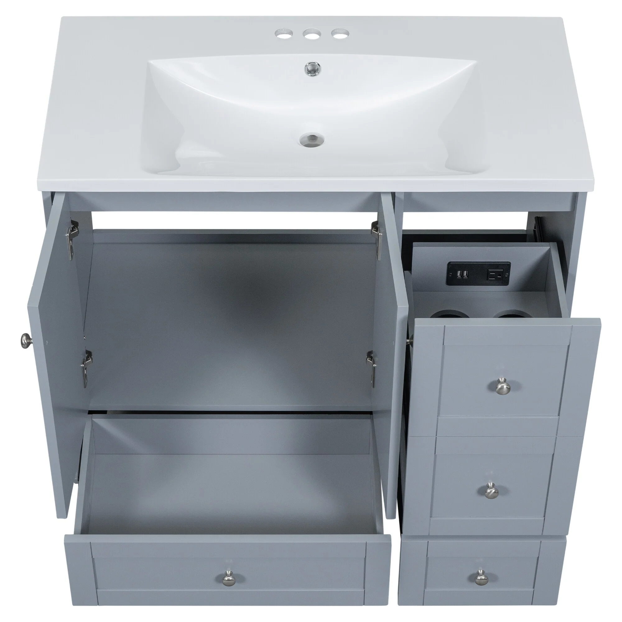 36 Inch Modern Bathroom Vanity with USB Charging
