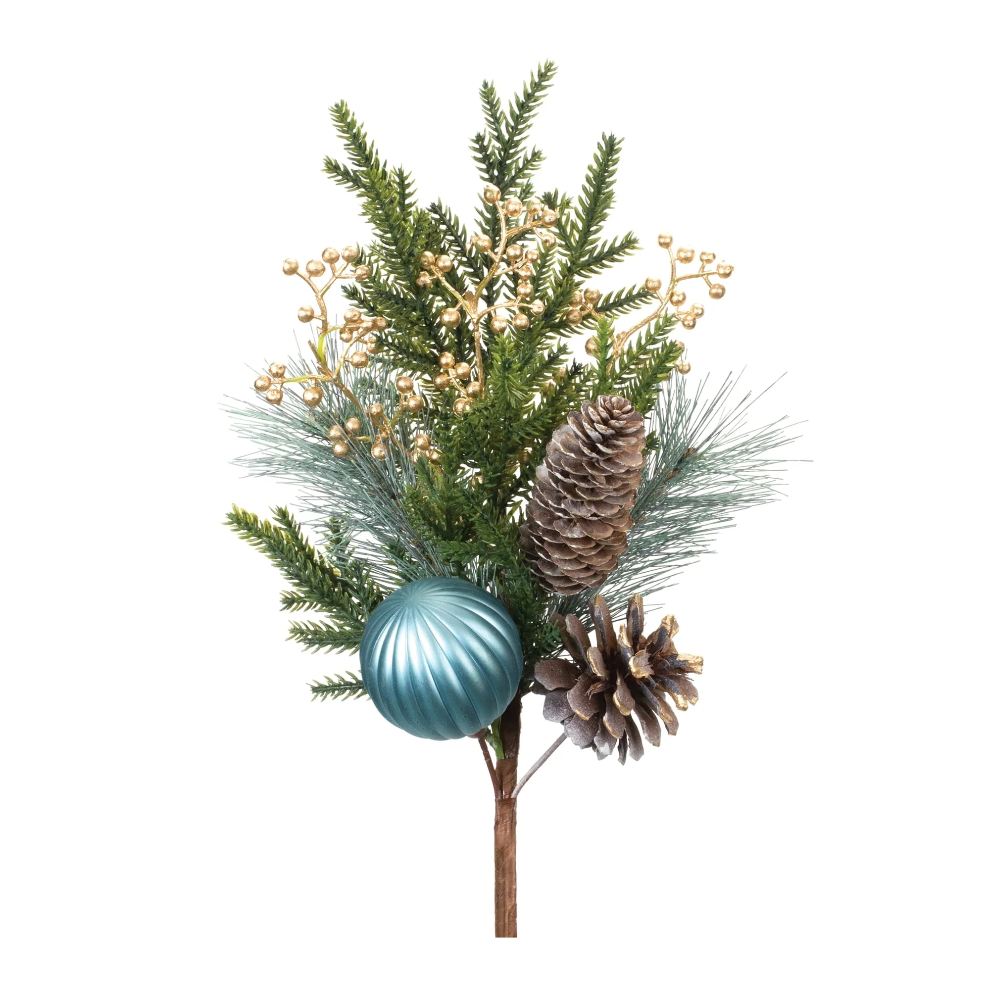 Pine Spray w/Ornament (Set of 2) - White