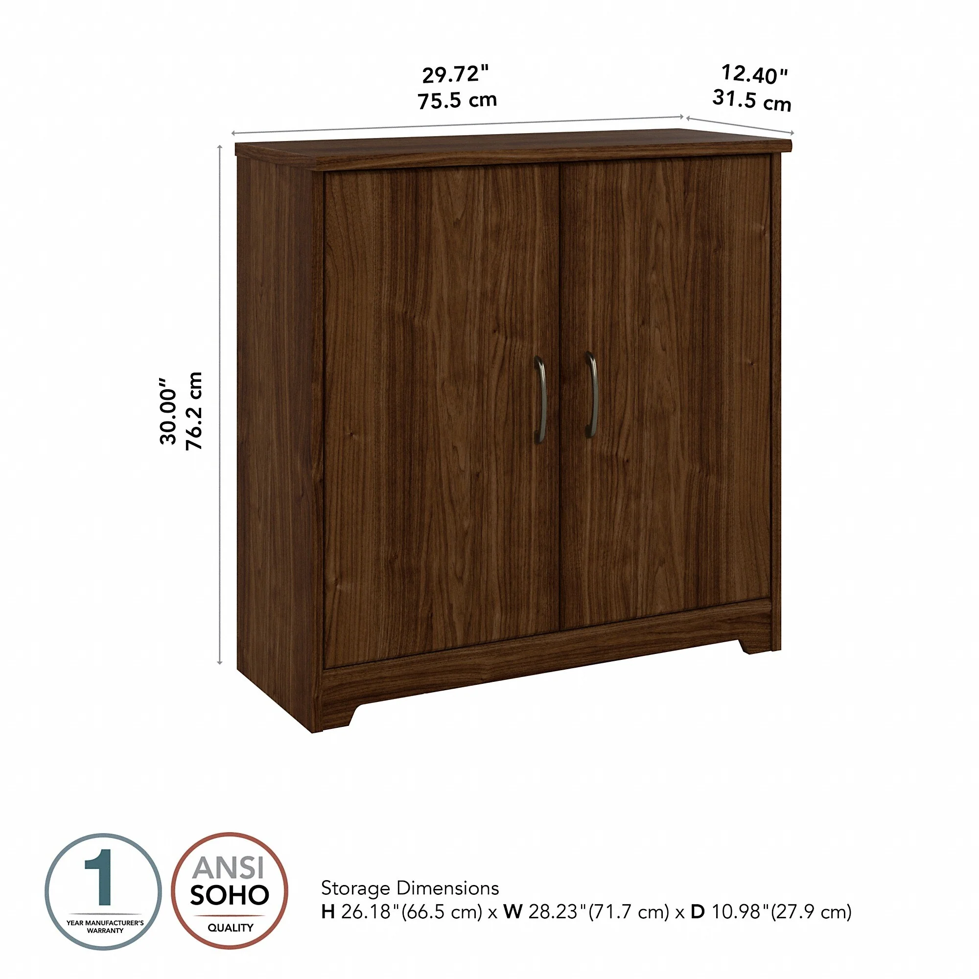 Cabot Small Bathroom Storage Cabinet with Doors by Bush Furniture