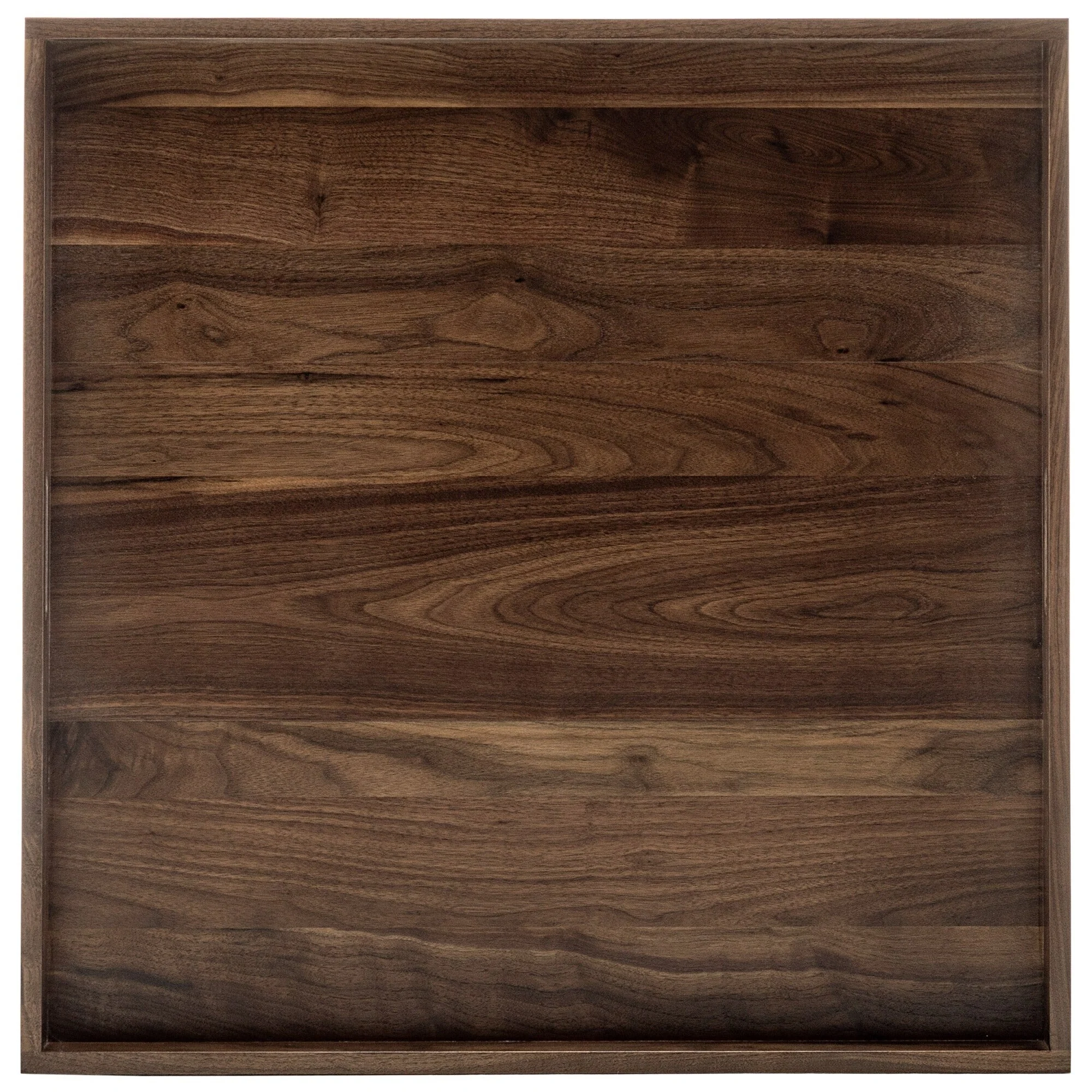 KINWELL Square Black Walnut Wood Serving Tray Ottoman Tray with Handles