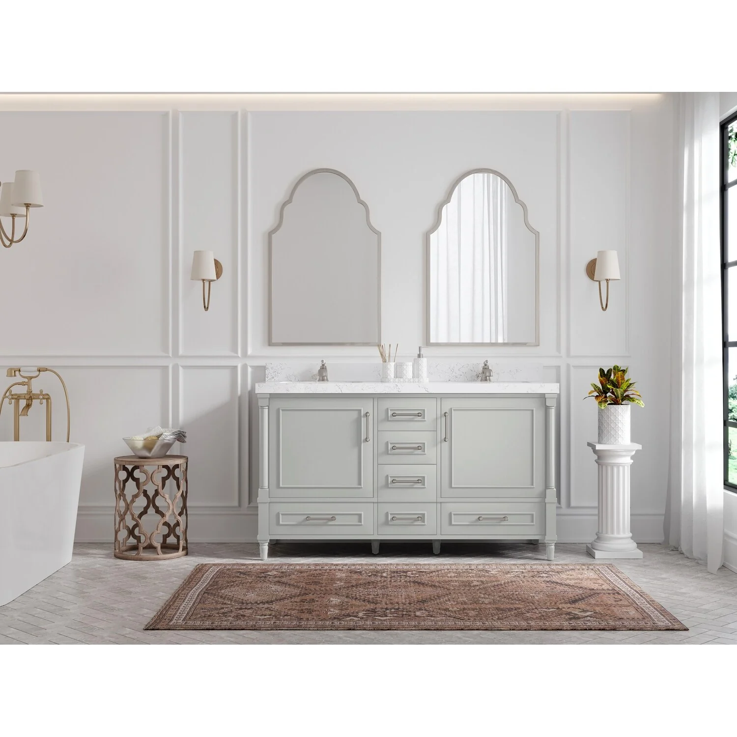 Willow Collections 60 in. W x 22 in. D Aberdeen Double Sink Bathroom Vanity with Countertop