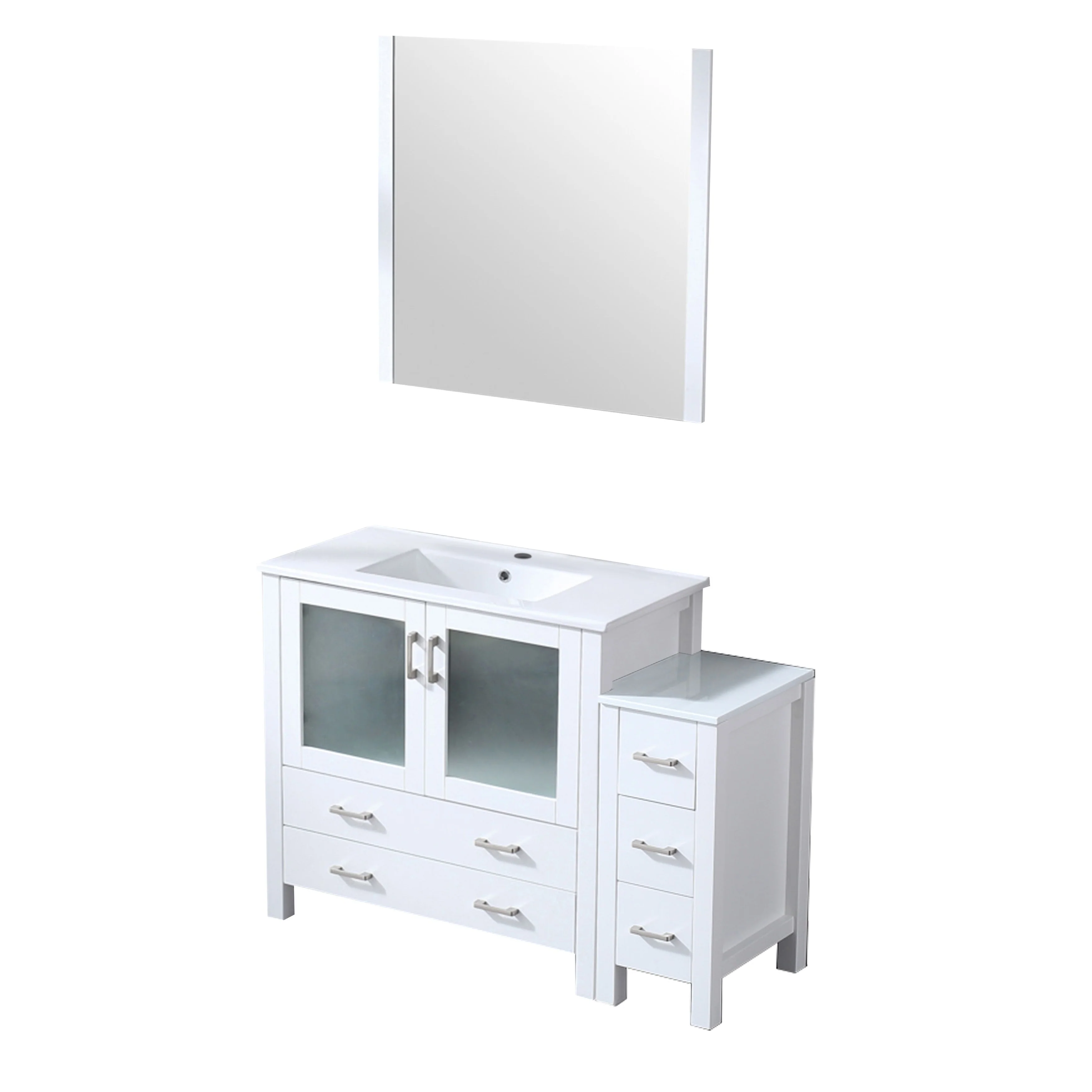 Volez Bath Vanity with Side Cabinet and Mirror