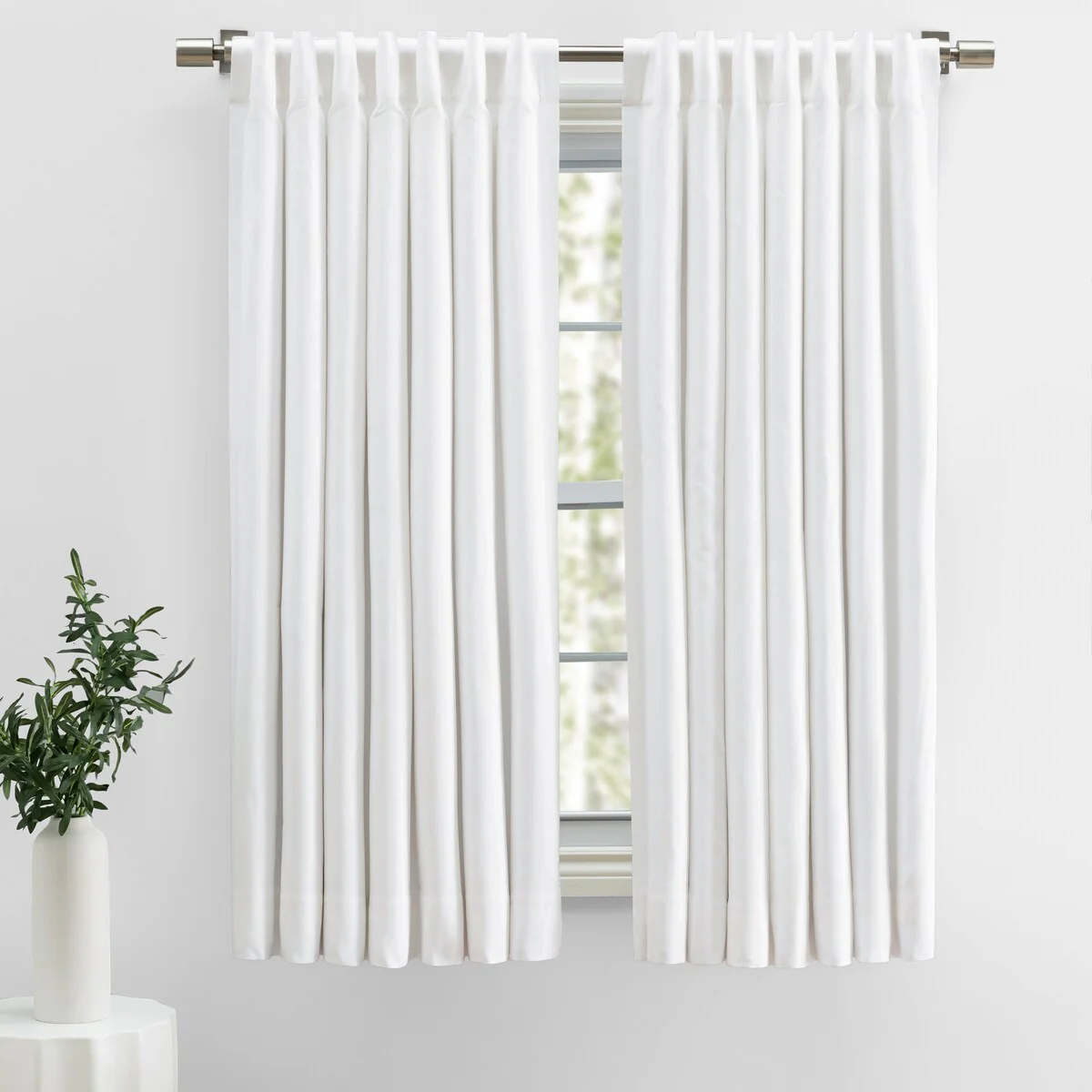 Herringbone Premium 100% Cotton Lined Rod Pocket W Back Tabs Short Curtain Panel