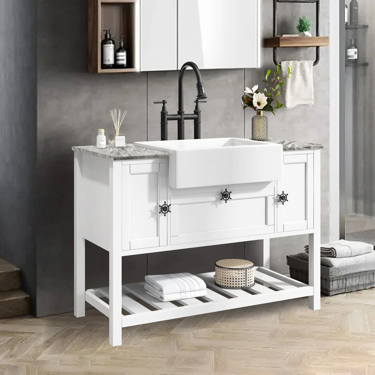48 in.W x 20 in.D x 33.60 in.H Solid Wood Bathroom Vanities Without Tops
