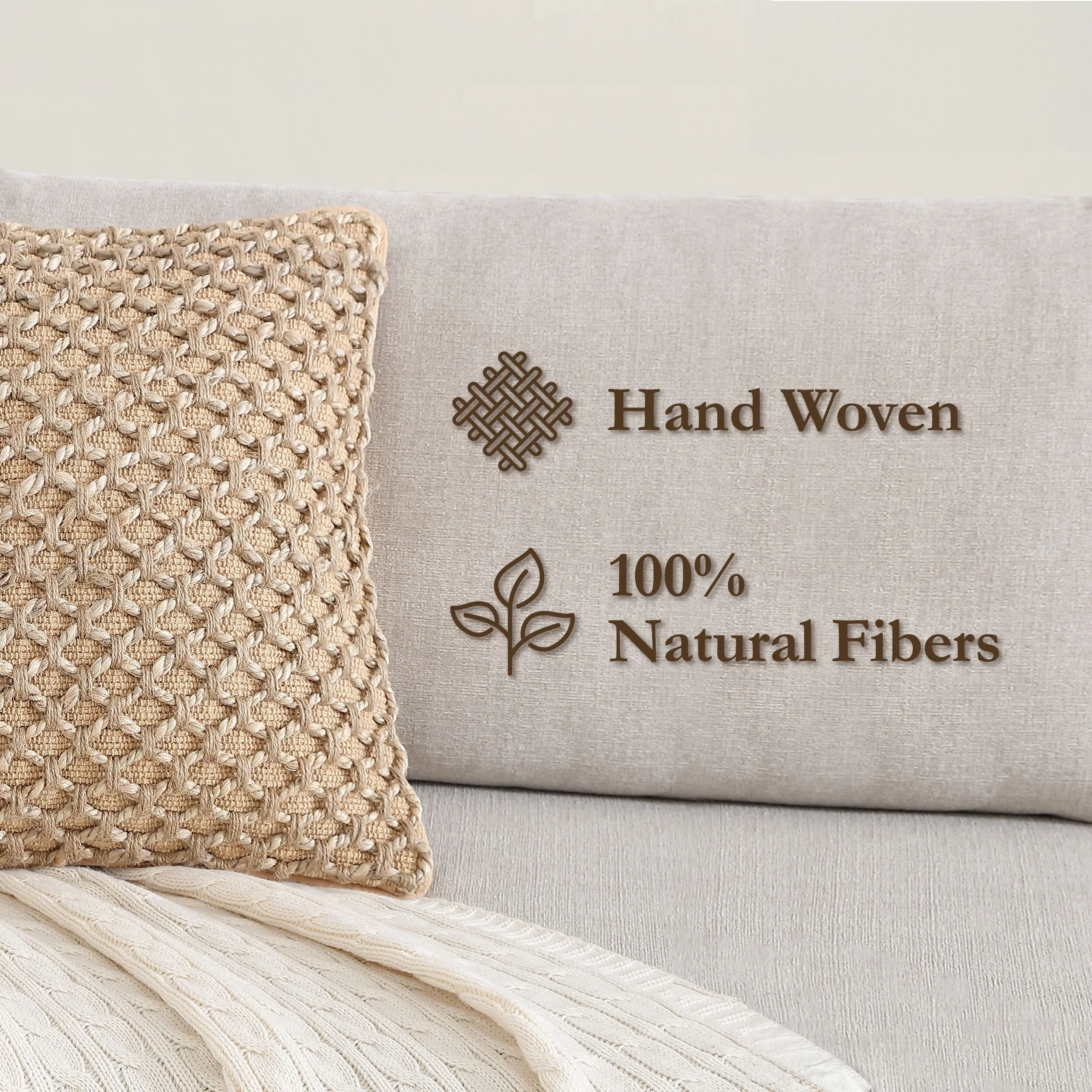 Boho Living Jada Braided Cotton/Jute Throw Pillow Covers