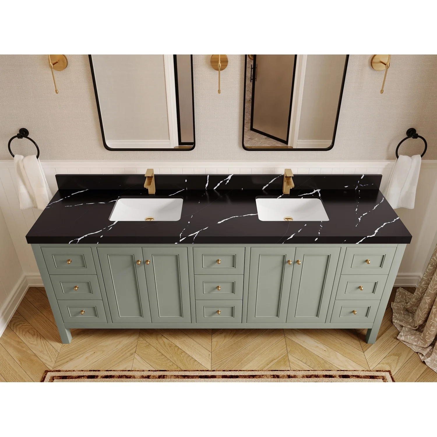 Willow Collections 84 in. W x 22 in. D Nashville Double Bowl Sink Bathroom Vanity with Countertop