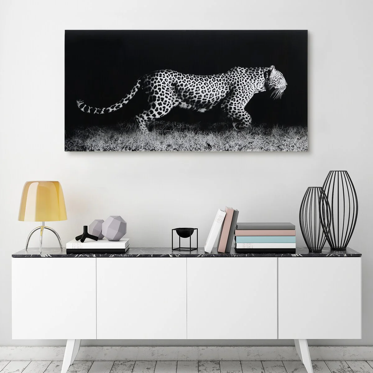 Leopard Wall Art Printed on Frameless Free Floating Tempered Glass