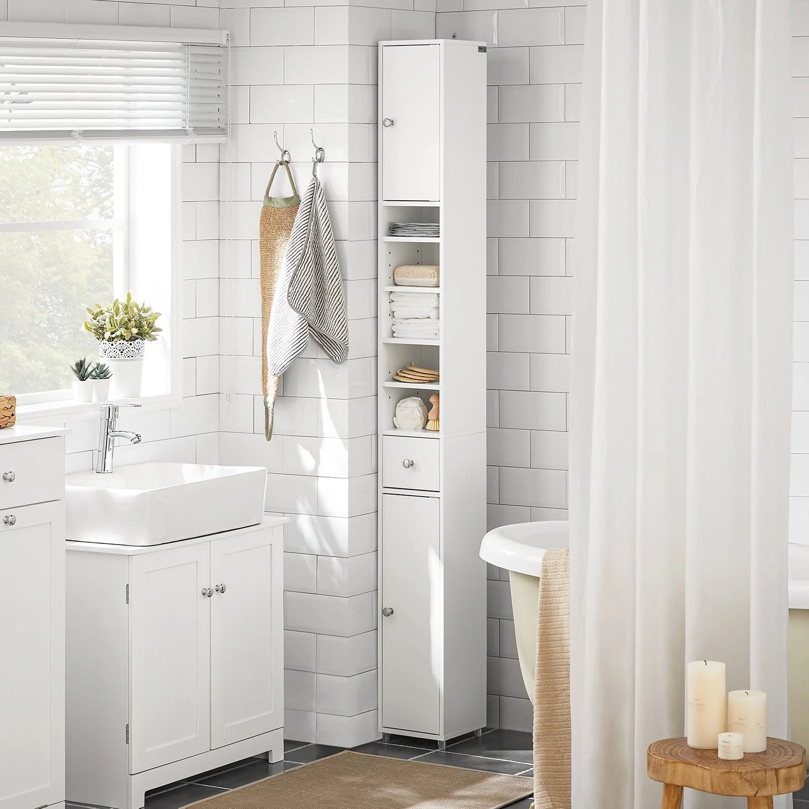 SoBuy BZR34-W, Bathroom Tall Cabinet Cupboard Storage Cabinet