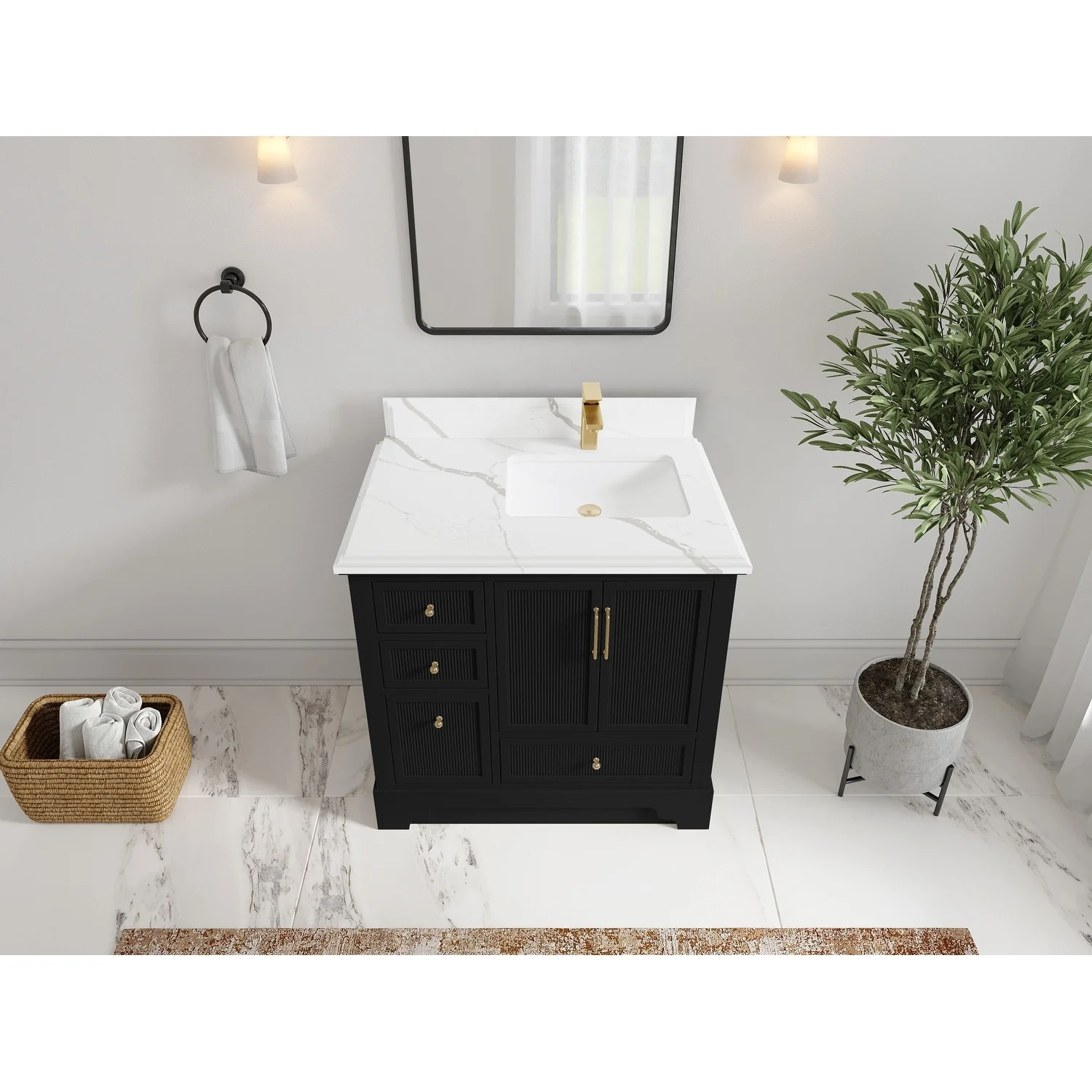 Willow Collections 36 in. W x 22 in. D Alys Right Offset Sink Bathroom Vanity with Countertop