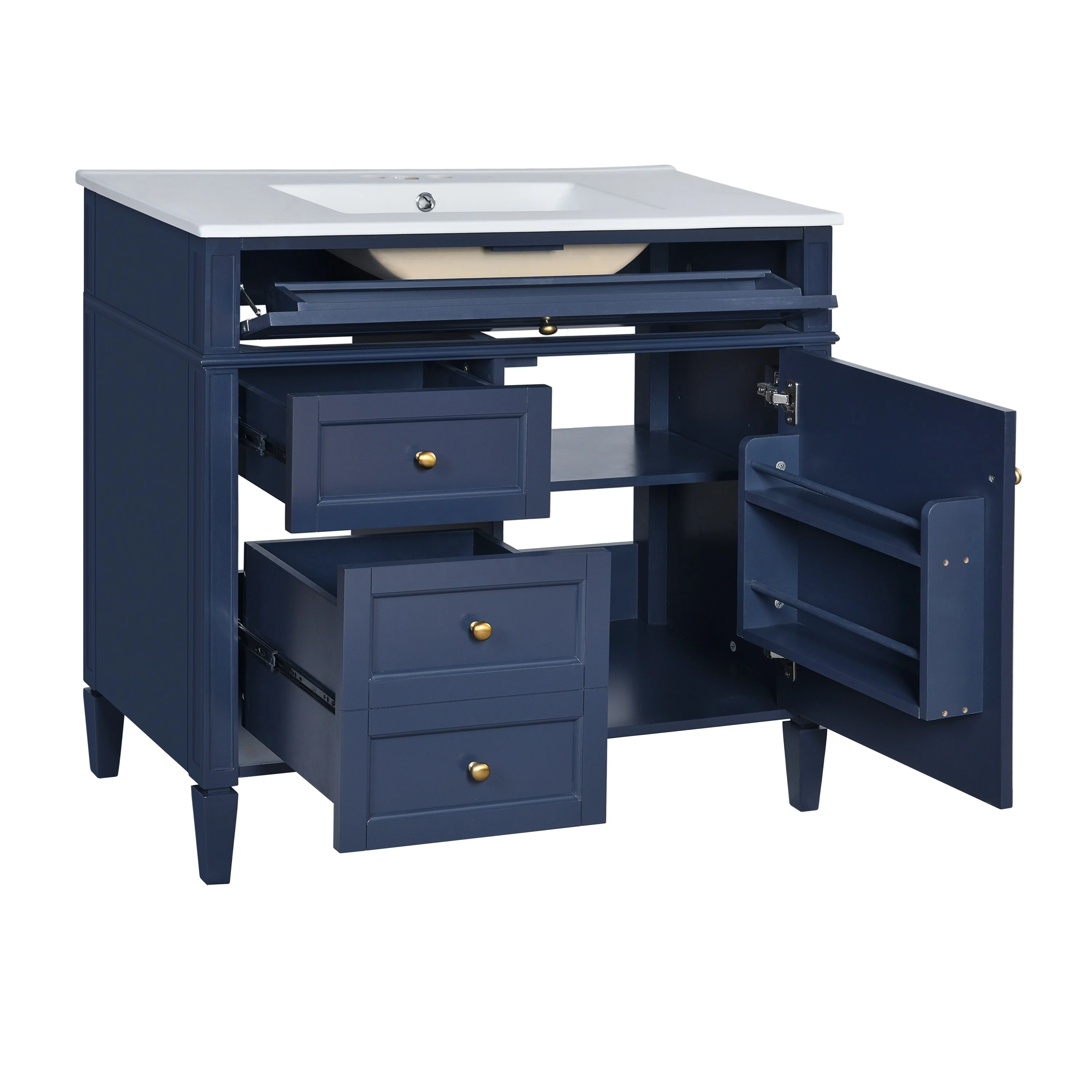 Bathroom Vanity with Single Sink, Bathroom Vanities with 2 Drawers, Bathroom Storage Cabinet with 1 Tip-Out Drawer and 1 Door