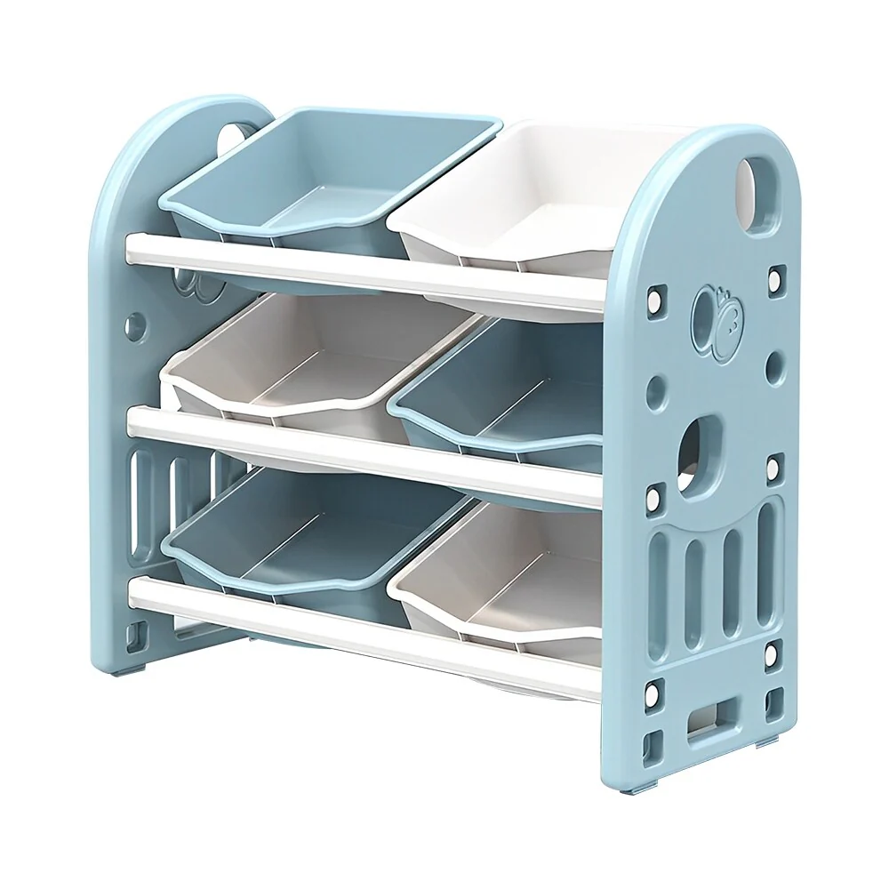 Multi-functional Kids Toy Storage Organizer with 6 Bins and HDPE Shelf