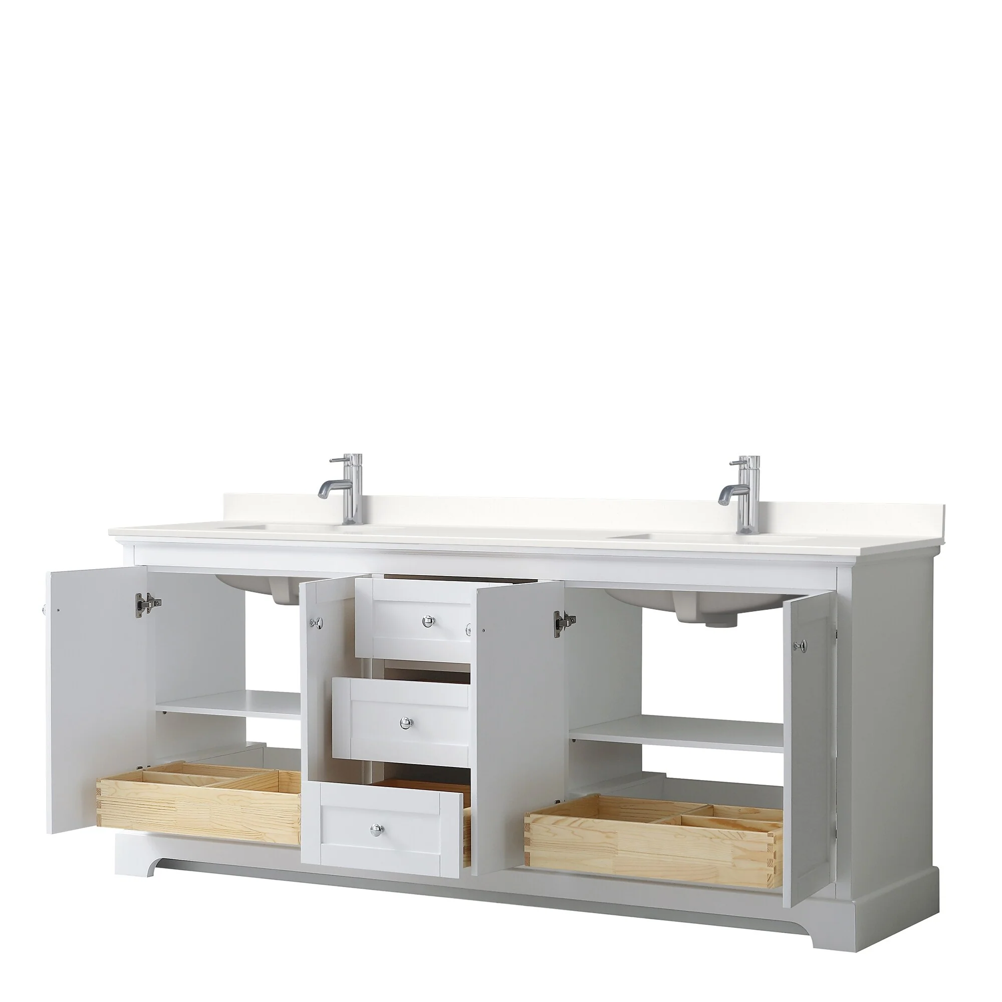 Avery 80-inch Double Vanity, Quartz Top