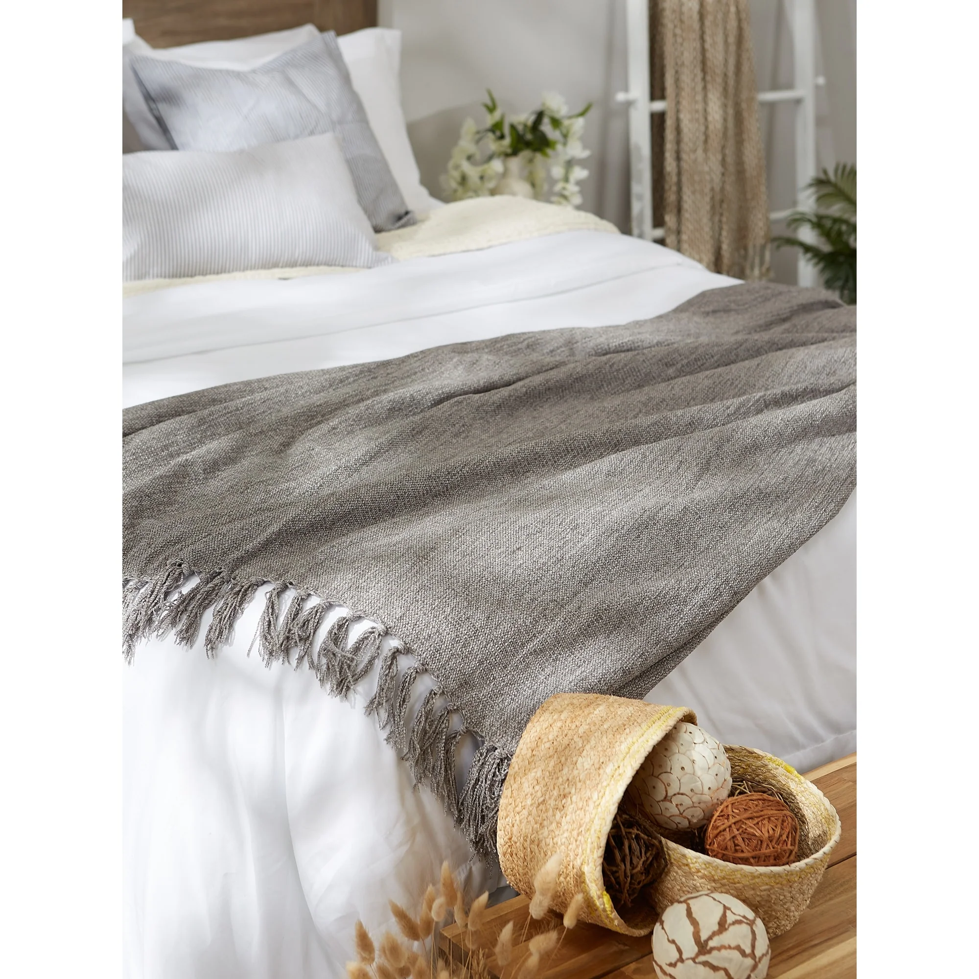 DII Soft Denim Blue Chenille Throw