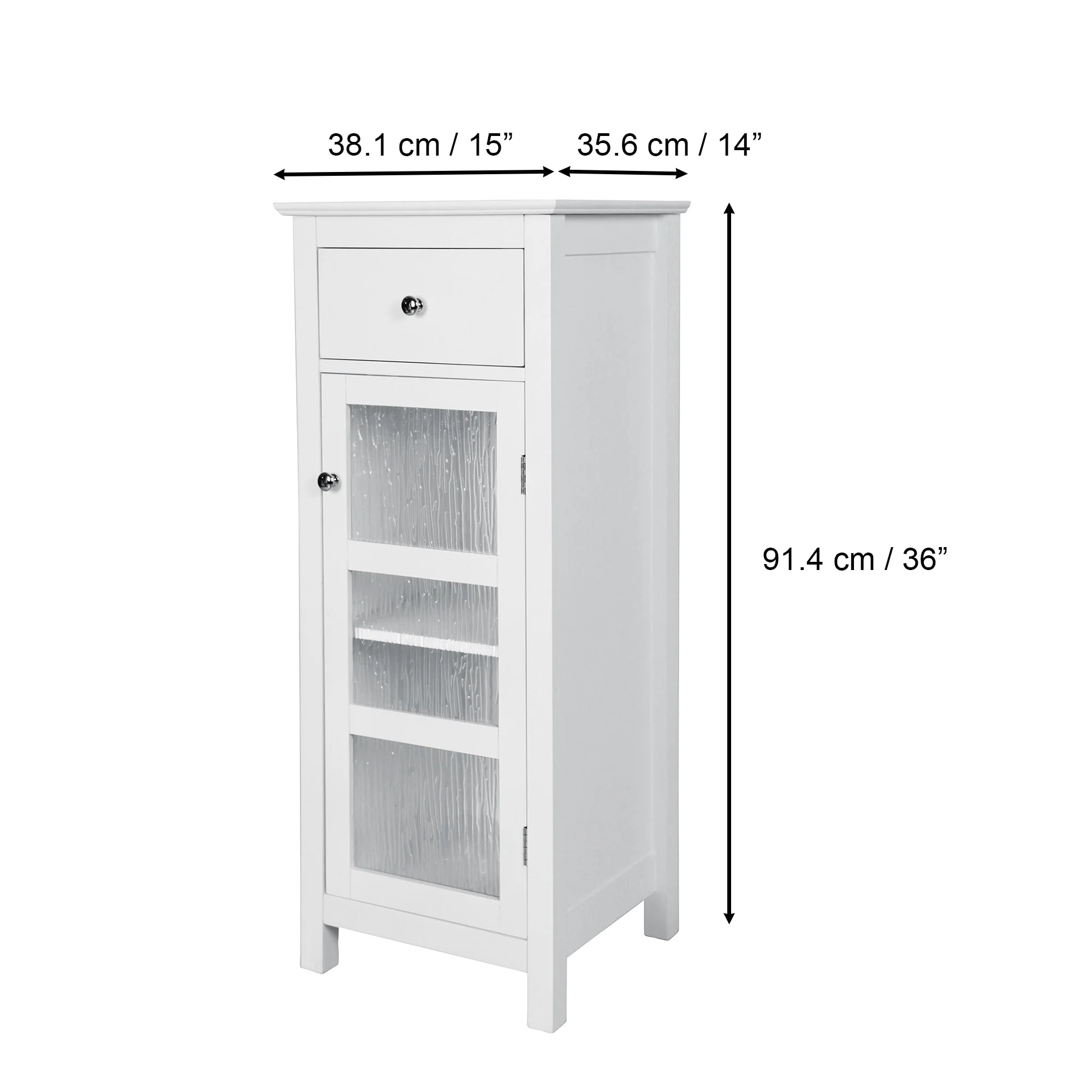 Teamson Home Connor Floor Accent Cabinet with Water-Textured Glass