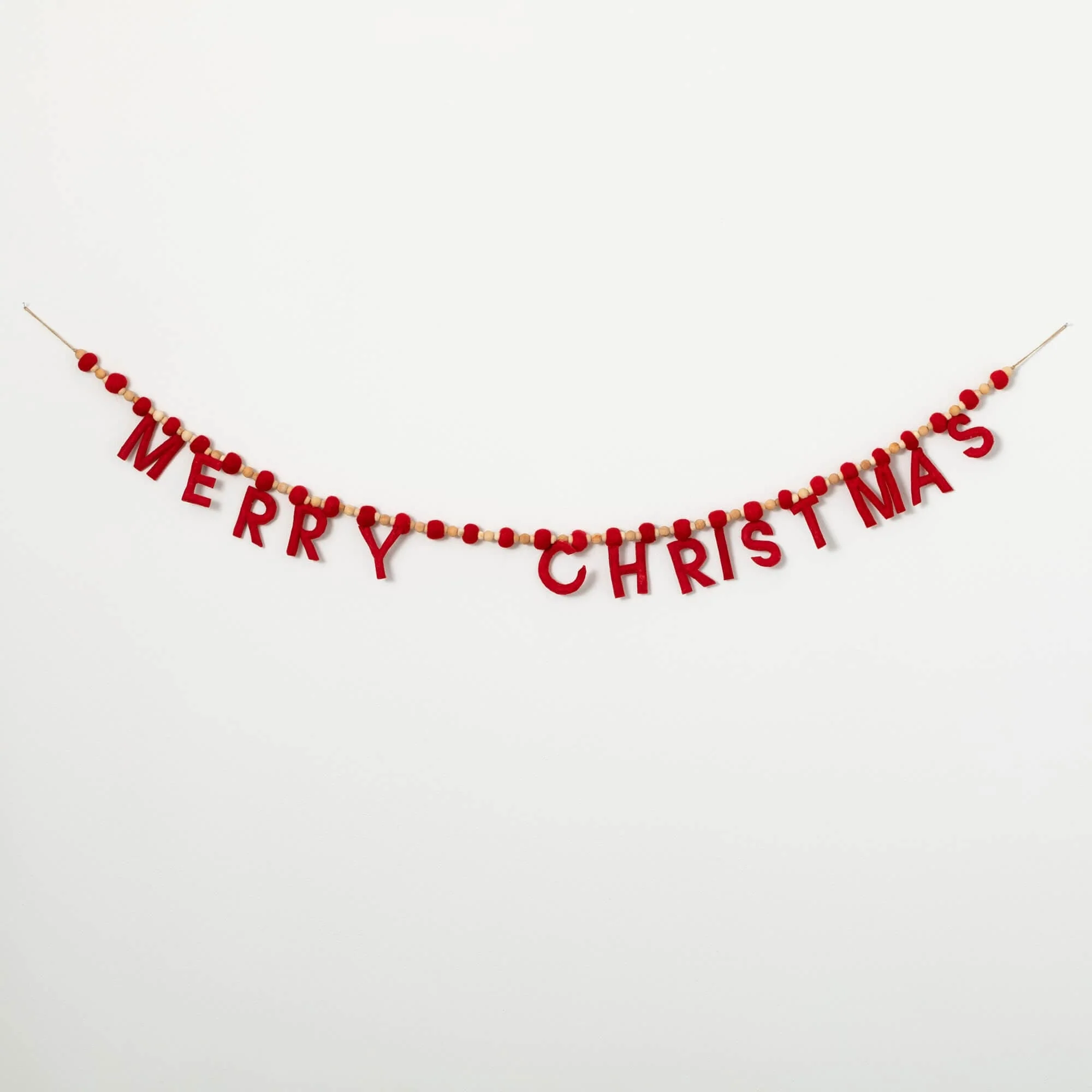 6'L Sullivans Merry Christmas Felt Garland, Red Christmas Garland - 6'1