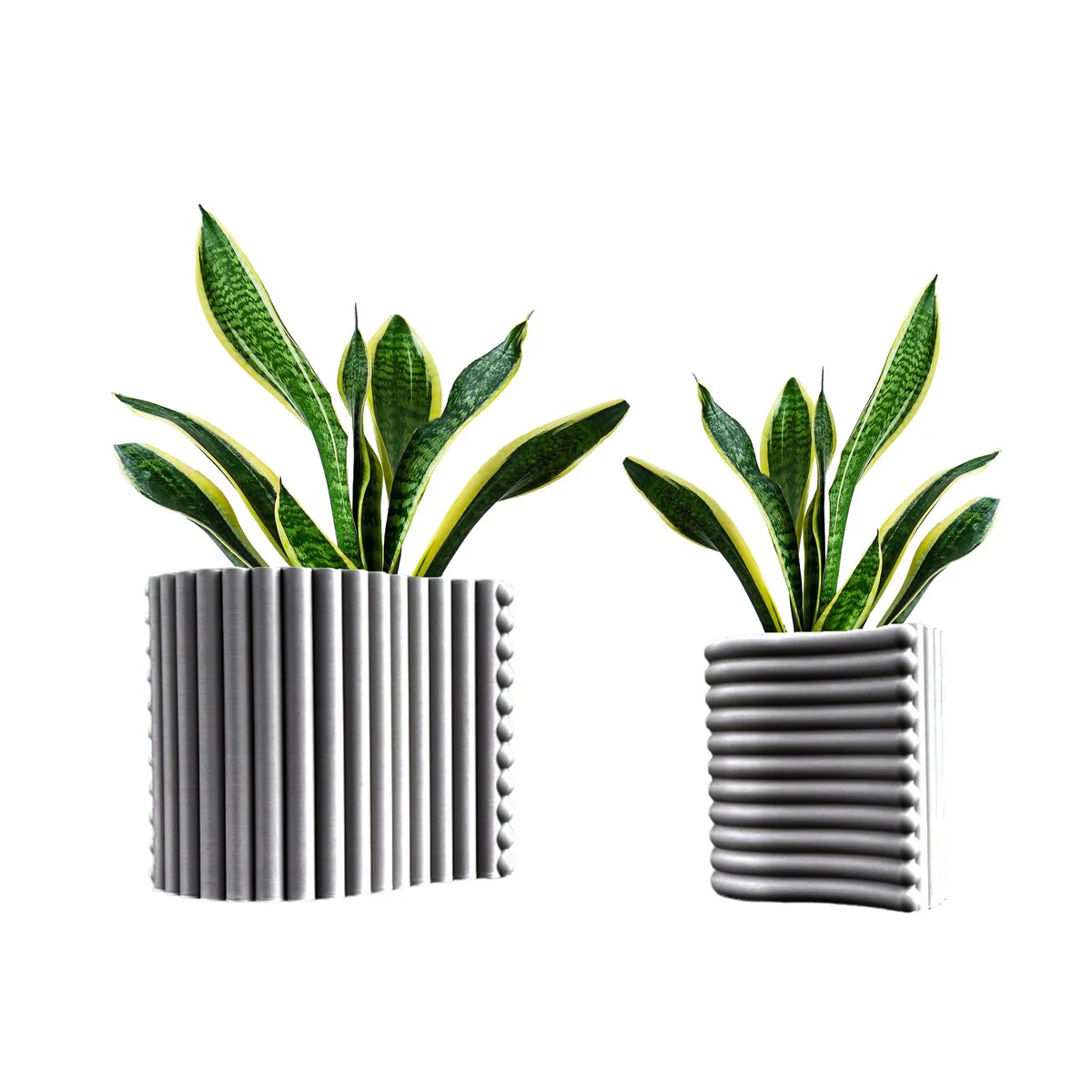 happimess Arlo Modern Bohemian Indoor Tambour Curve Eco-Friendly 3D Printed Planters with Drainage, (Set of 2)