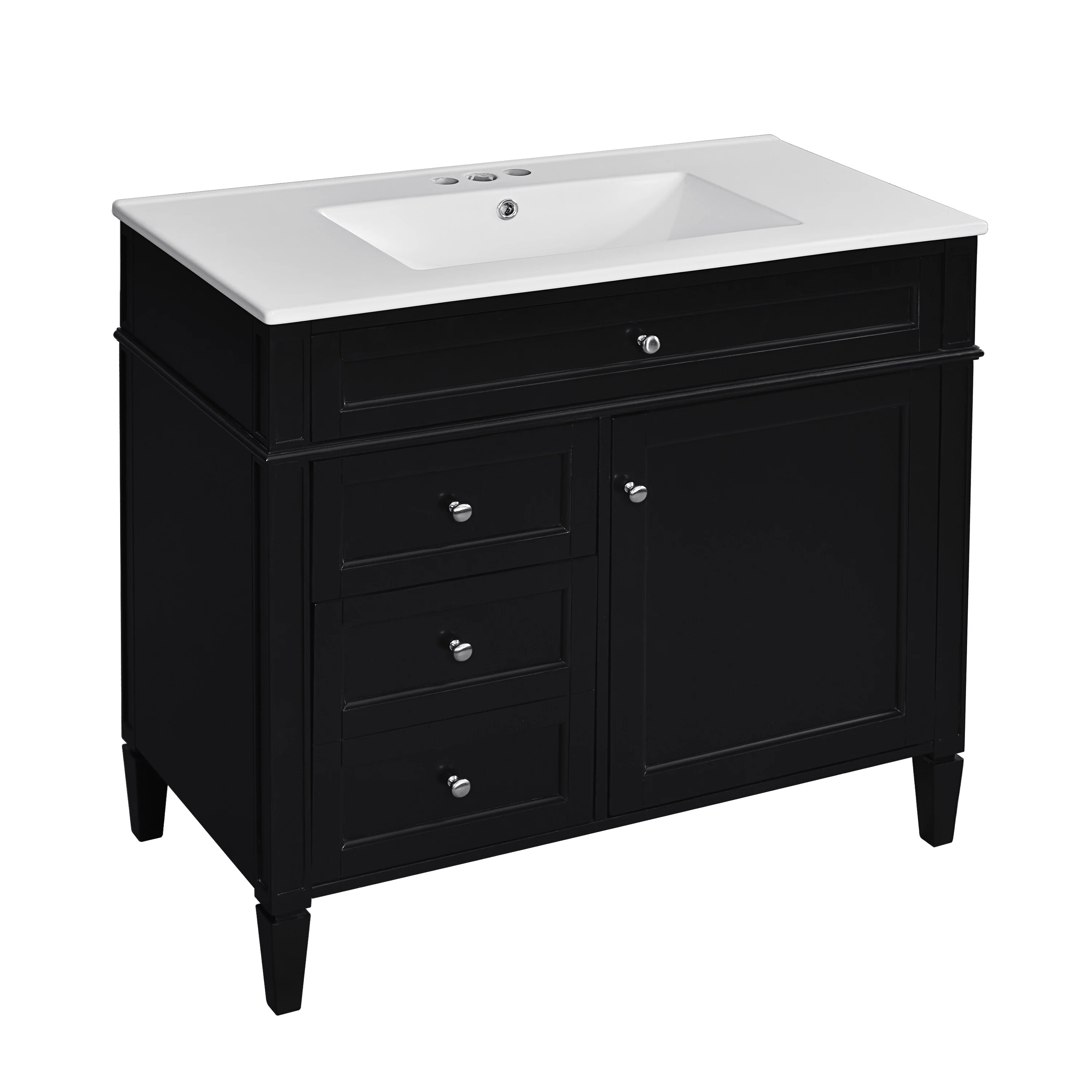 Bathroom Vanity with Single Sink, Bathroom Vanities with 2 Drawers, Bathroom Storage Cabinet with 1 Tip-Out Drawer and 1 Door