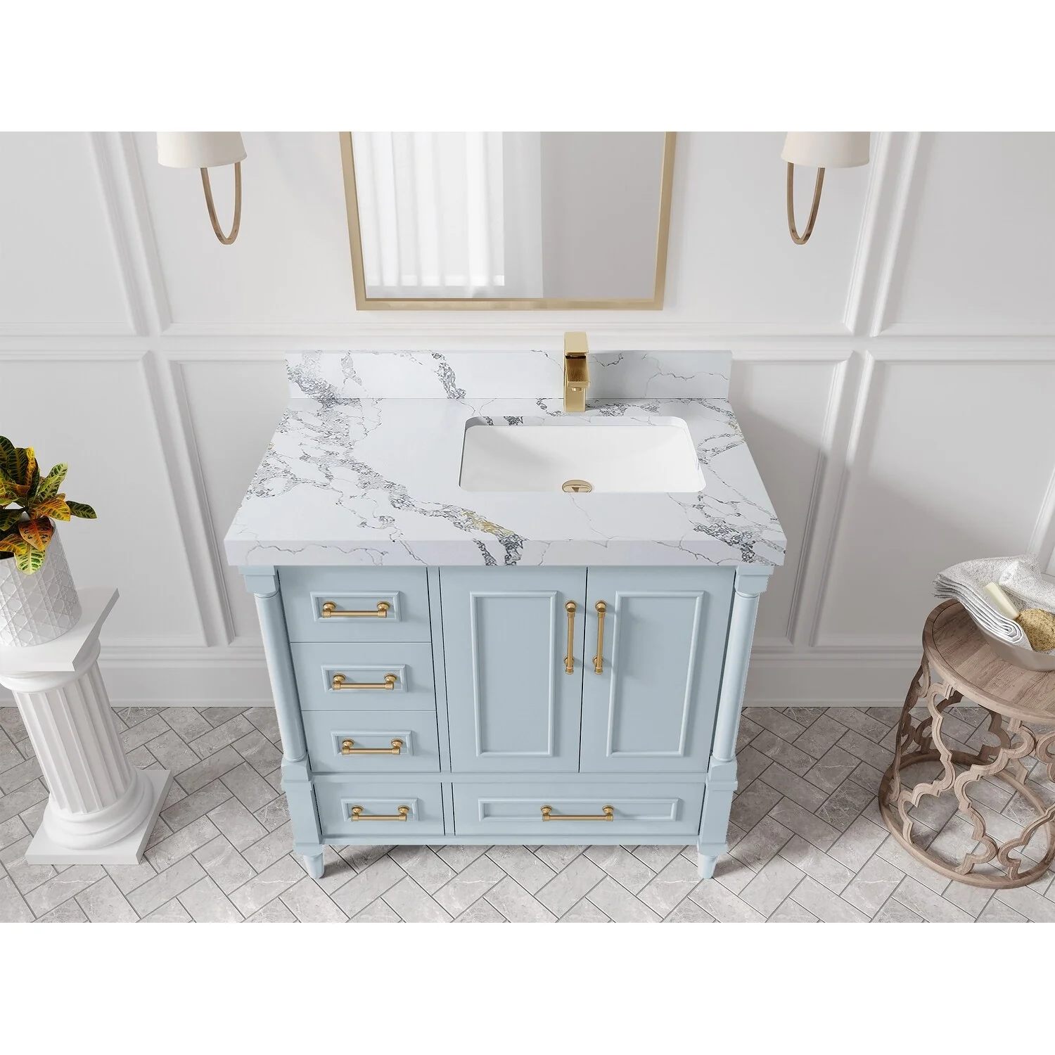 Willow Collections 36 in. W x 22 in. D Aberdeen Right Offset Sink Bathroom Vanity with Countertop