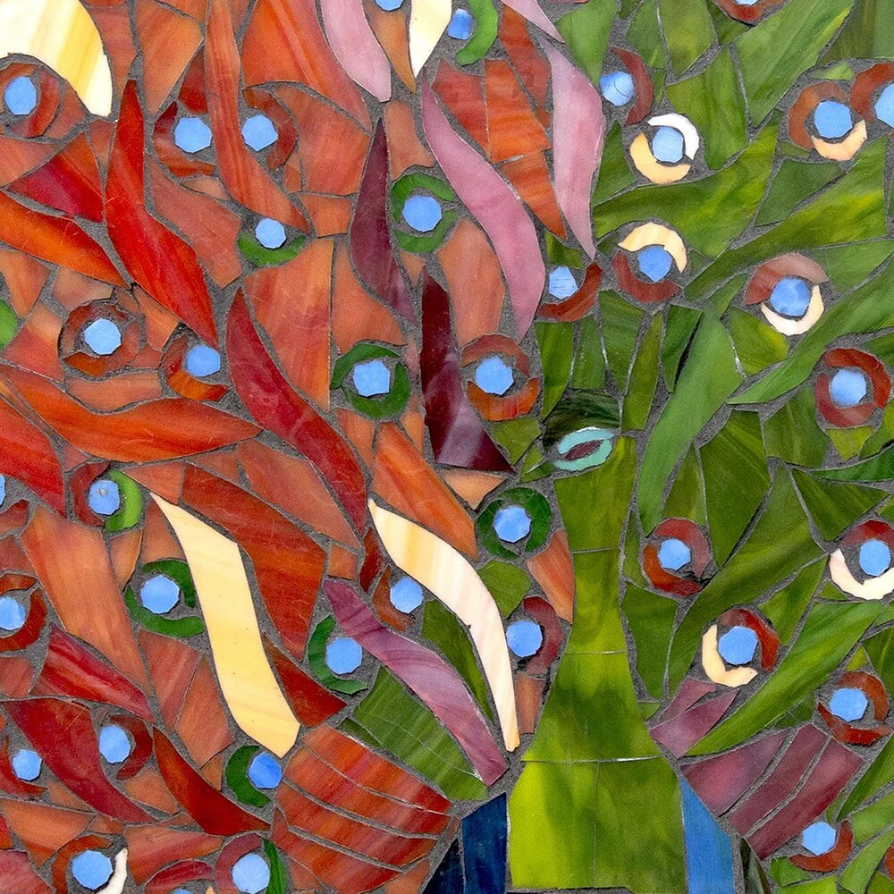 Peacock Mosaic Art Glass Wall Panel