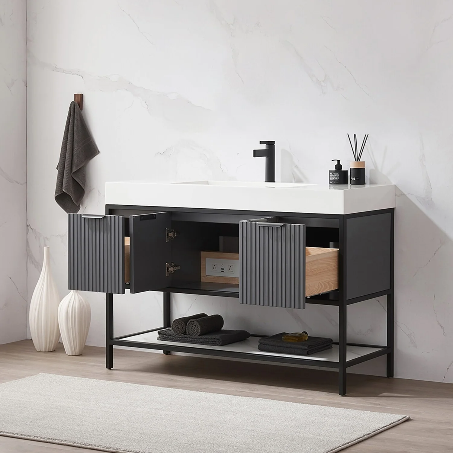 Marcilla 48 in. Single Sink Bath Vanity with Stone Sink Top
