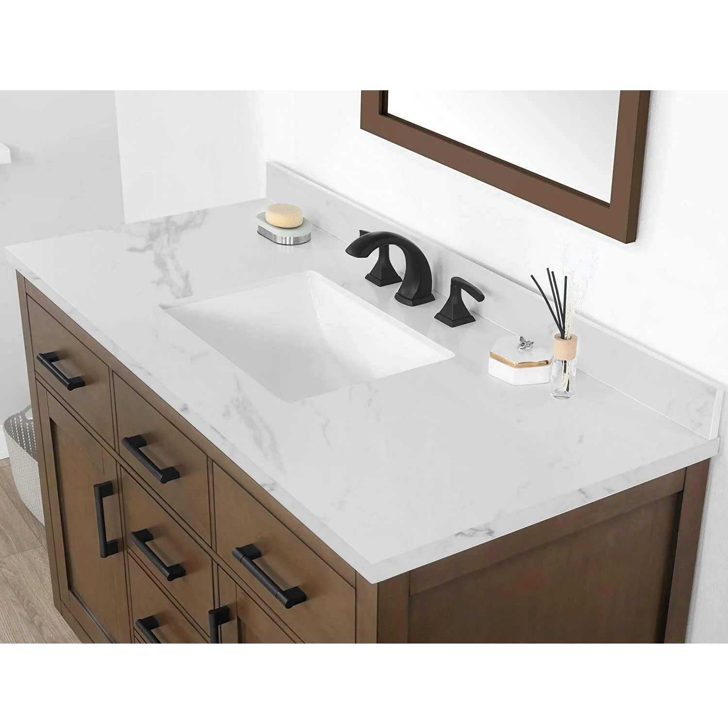 YASINU 60 Inch Engineered Marble Single Sink Vanity Top