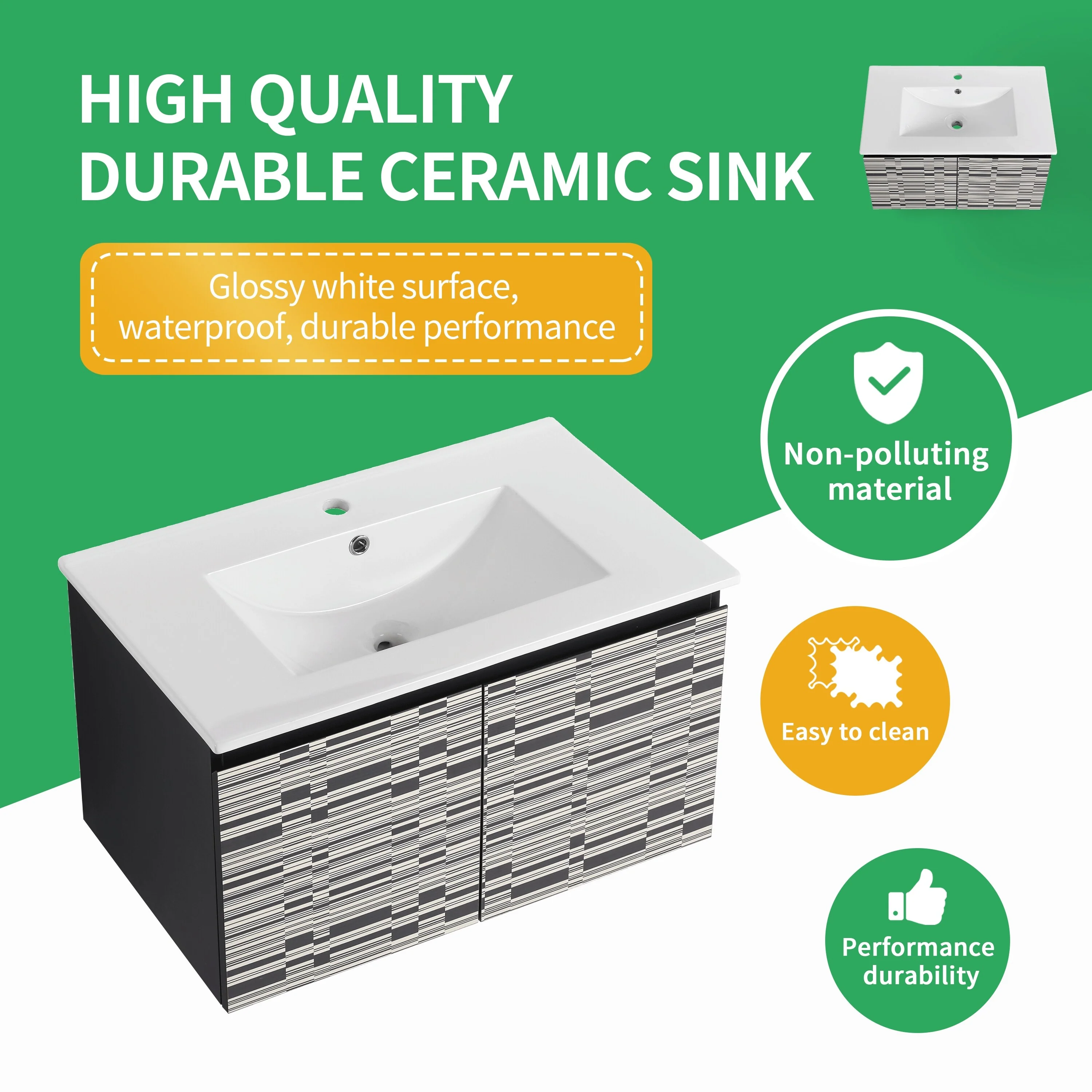 BNK 24/30/48 Inch Double Sink Bathroom Vanity with Soft Close Door