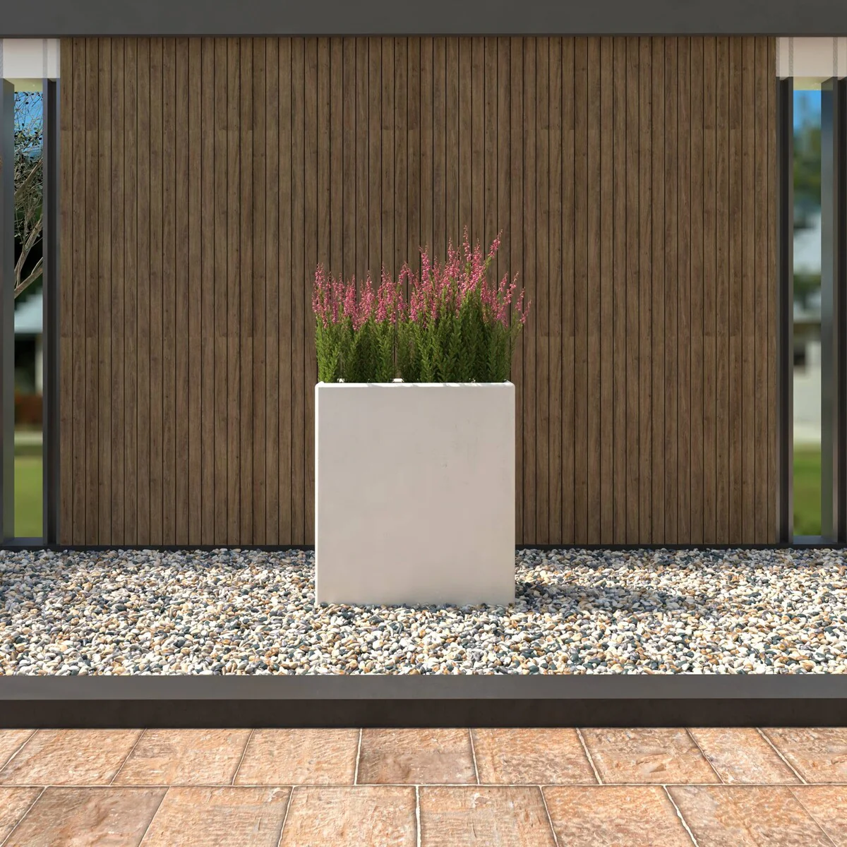 Thistle Rectangular Planter Pot in Fiberstone and MgO Clay With Drainage Holes For Home Garden Office Patio Porch Yard