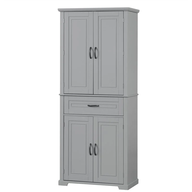 Bathroom Floor Cabinet, Freestanding Storage Cabinet with Doors and Drawer, Kitchen Cupboard with Adjustable Shelf