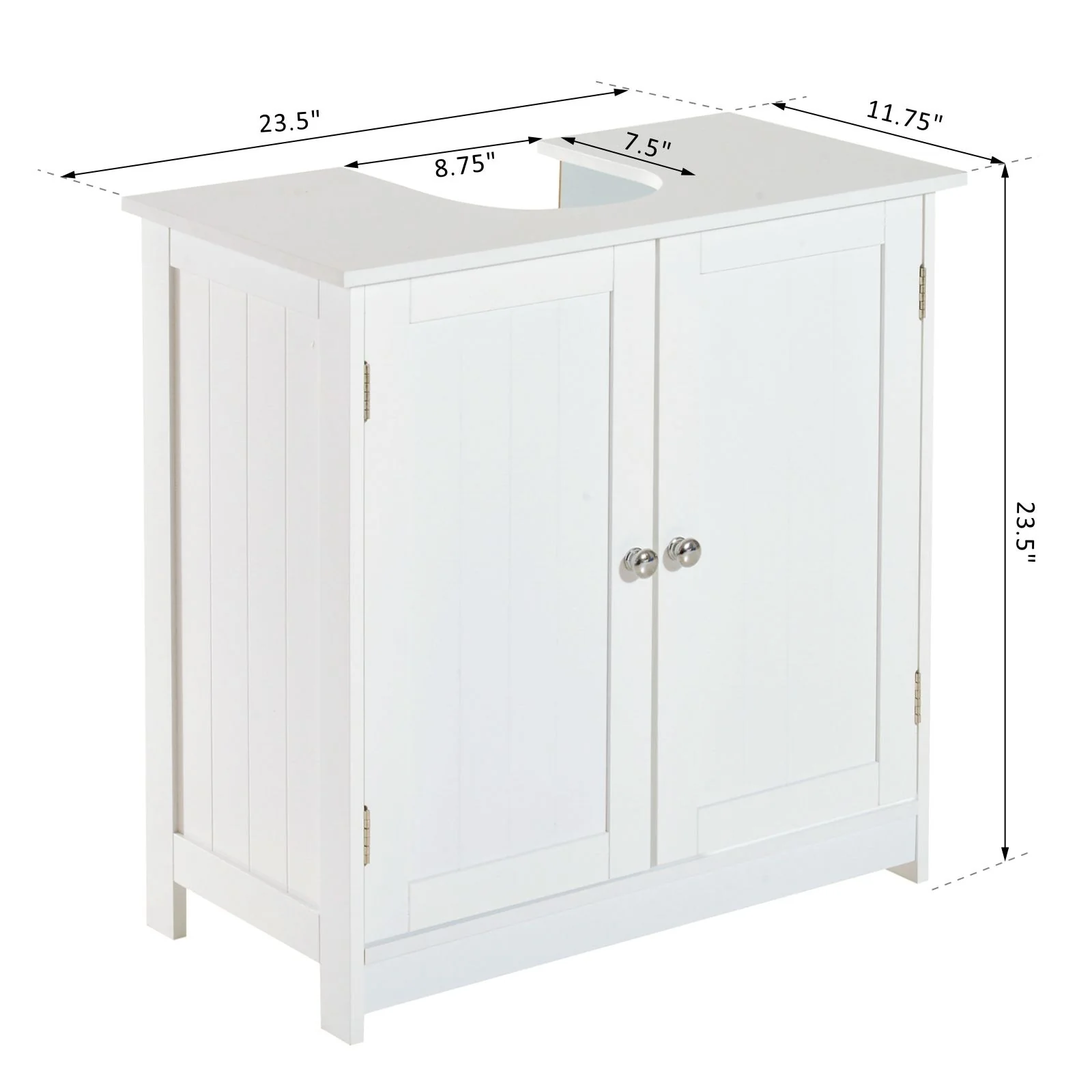 HOMCOM Under Sink Bathroom Cabinet with 2 Doors and Shelf, Pedestal Sink Bathroom Vanity Cabinet