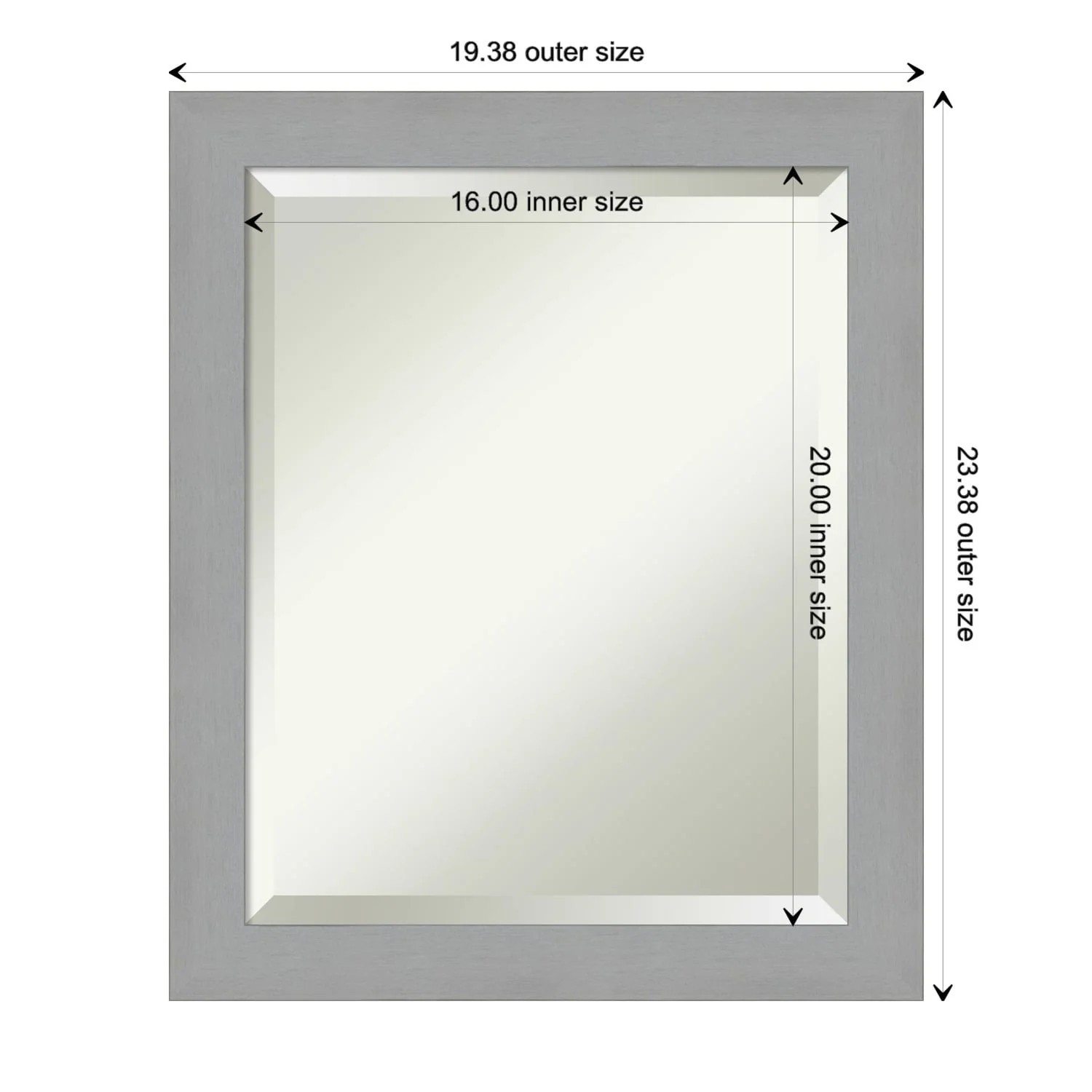 Beveled Wall Mirror - Brushed Nickel Frame