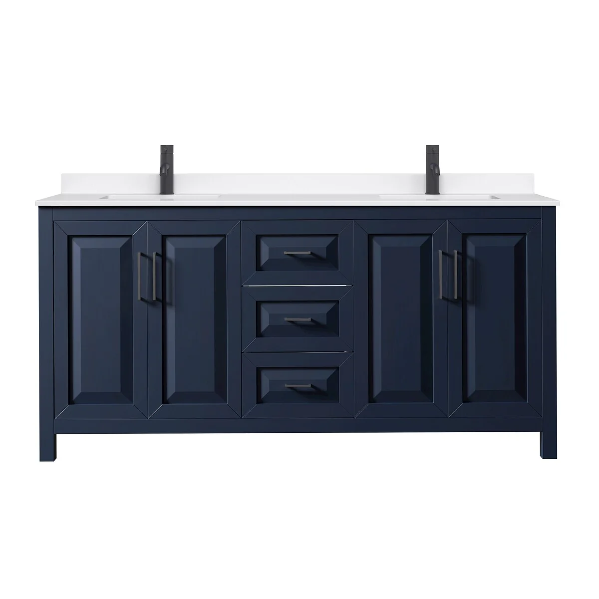 Daria 72-inch Double Vanity, Single Hole Quartz Top