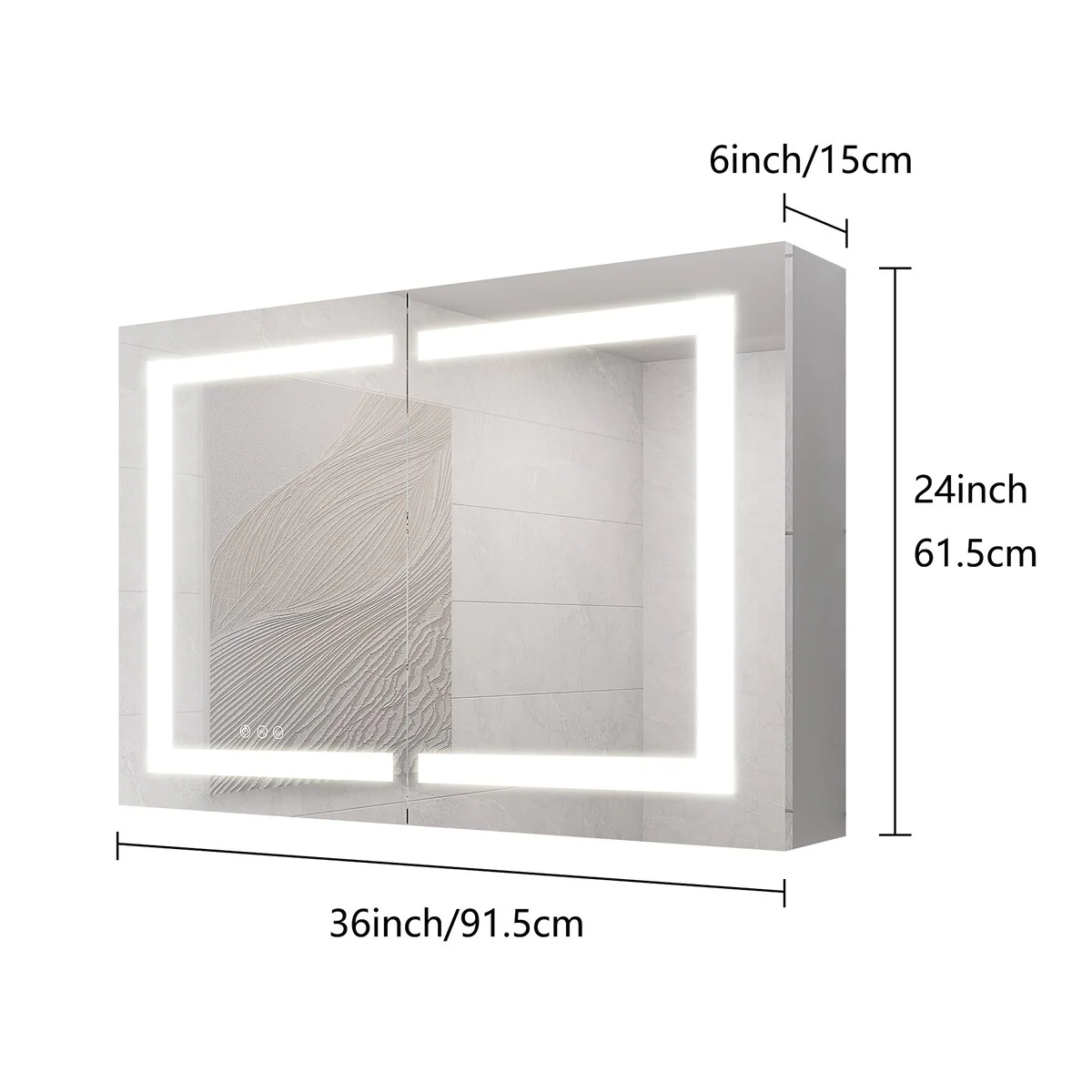 Bathroom Medicine Cabinet with Mirror Wall Mounted LED Bathroom Mirror Cabinet with Lights, Anti-Fog,Storage Shelves