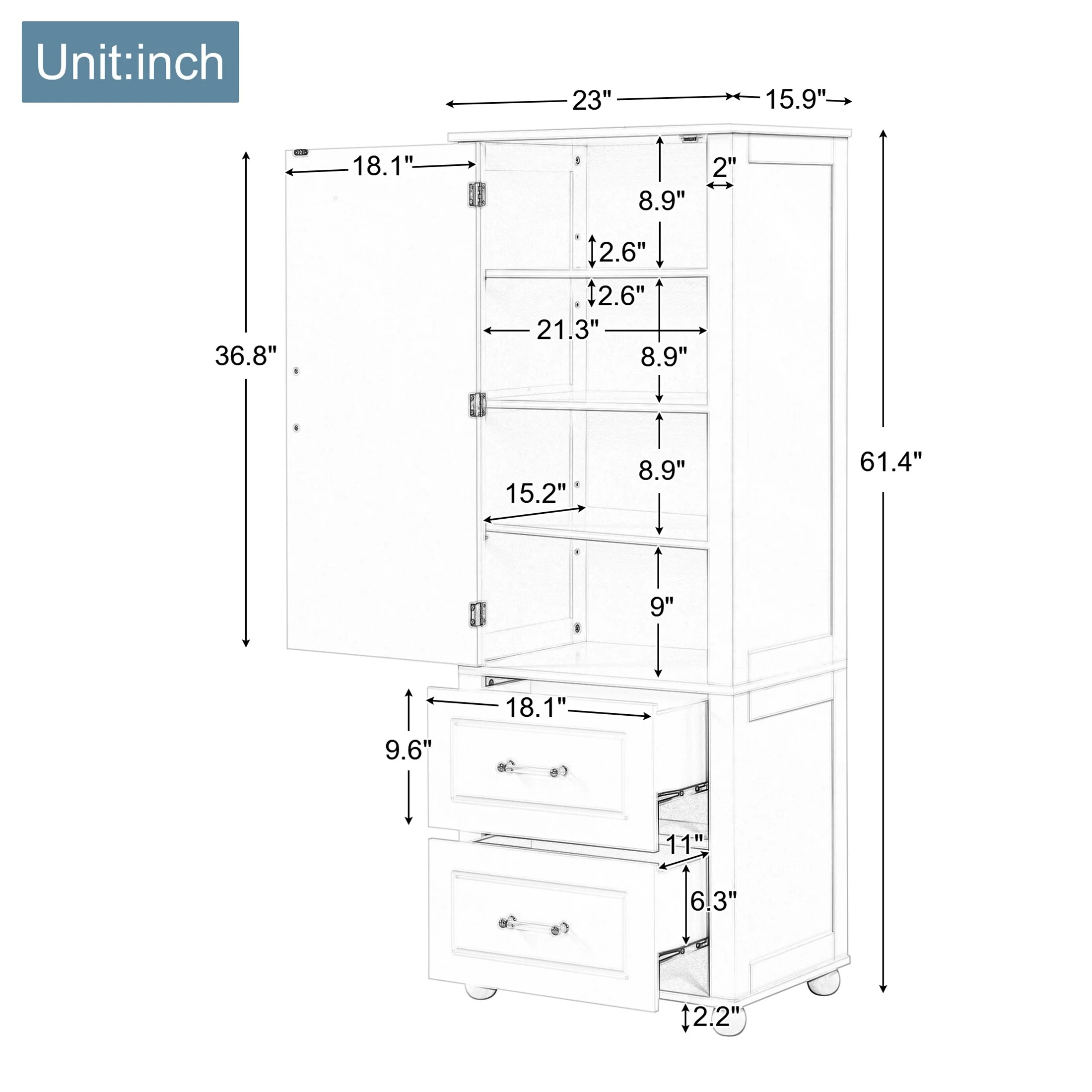 Tall Bathroom Storage Cabinet,Freestanding Storage Cabinet